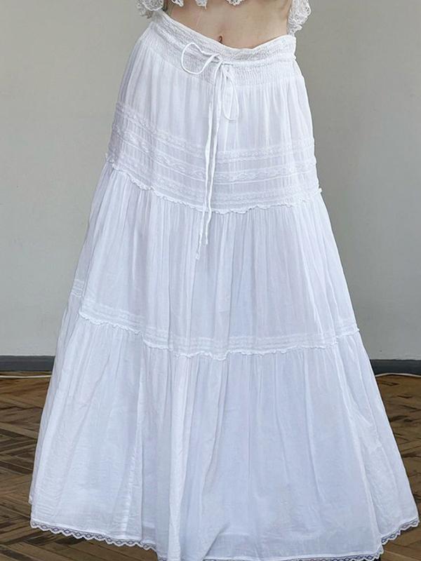 Lace Patchwork Peplum Maxi Skirt Product Image