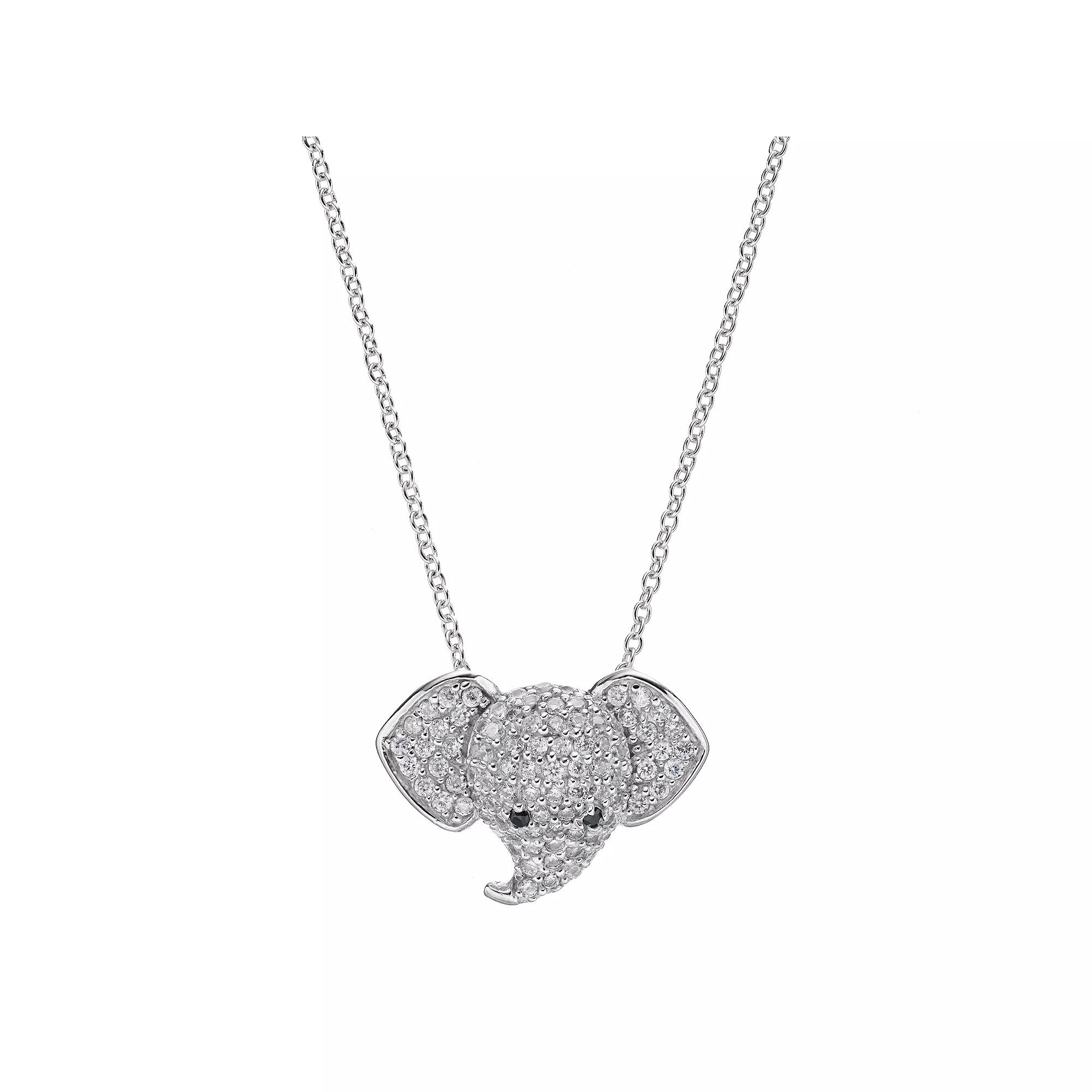 Sophie Miller Sterling Silver Cubic Zirconia Elephant Pendant, Women's, Size: 16", White Product Image