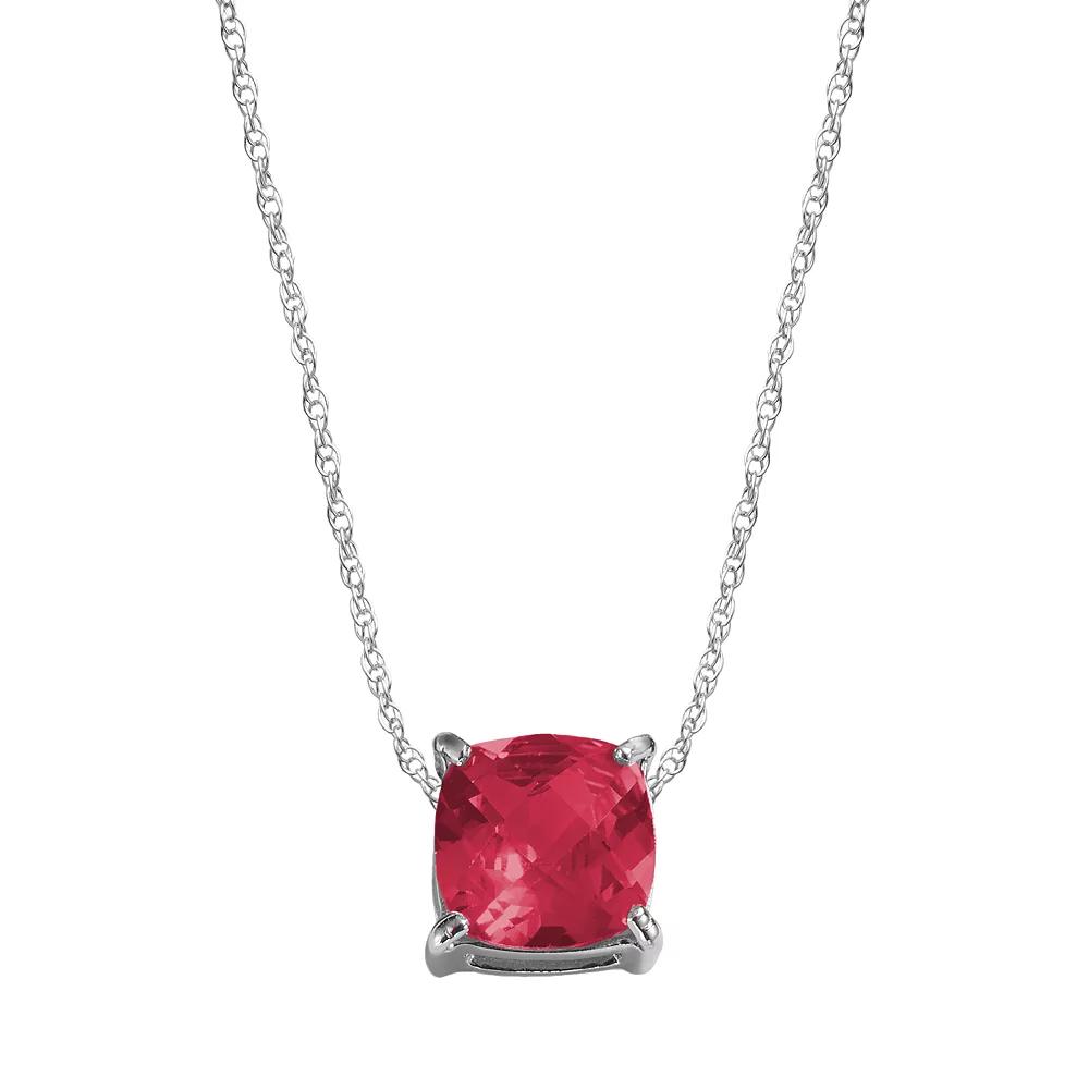 Sterling Silver Lab-Created Ruby Pendant, Women's, Size: 18", Red Product Image