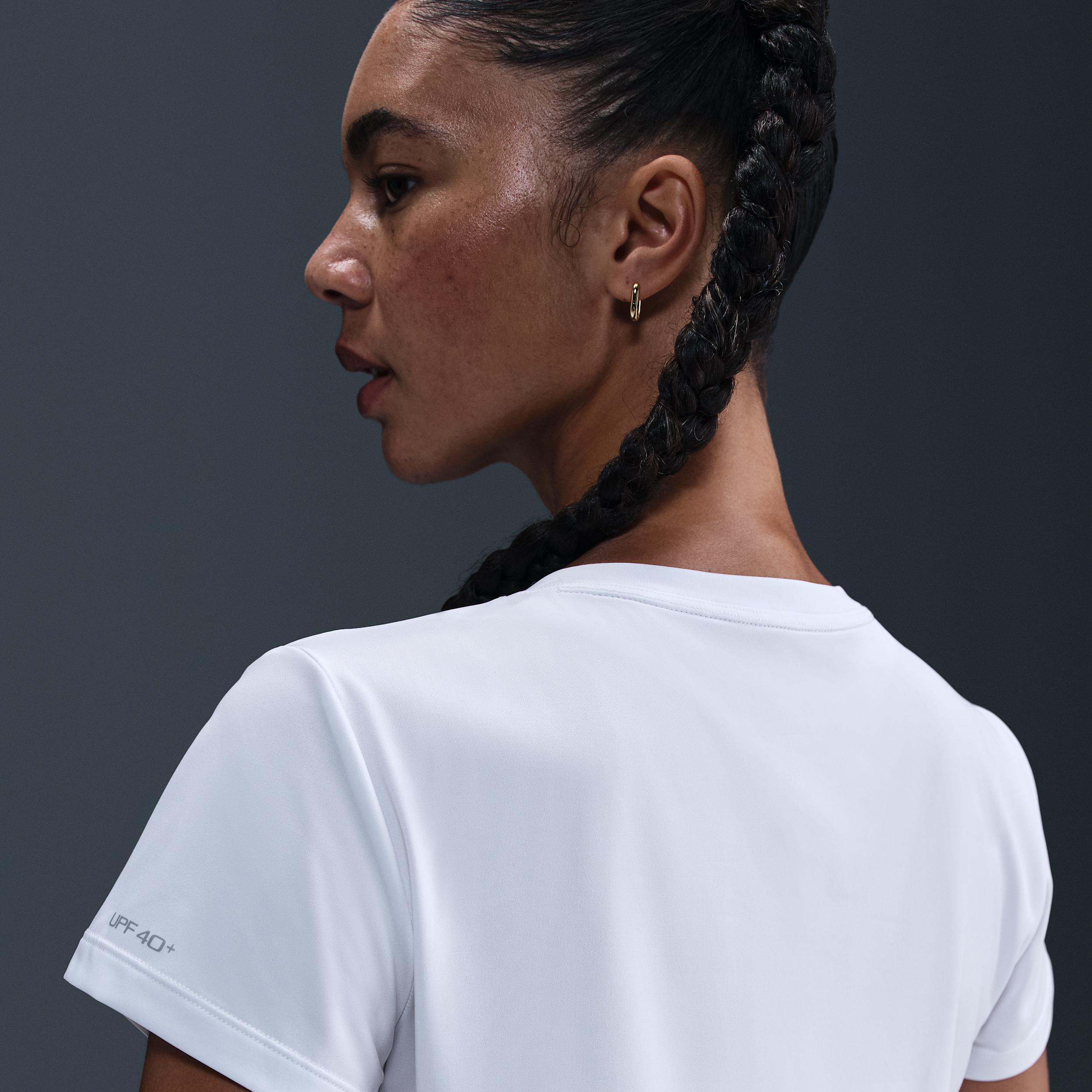 Nike Womens Swim Swoosh Hydroguard Short-Sleeve Top | NESSF326-100 Product Image