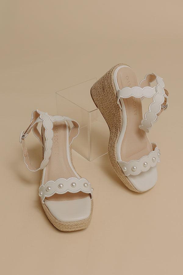 The Catalina Faux Leather Scalloped Espadrille Wedge Product Image