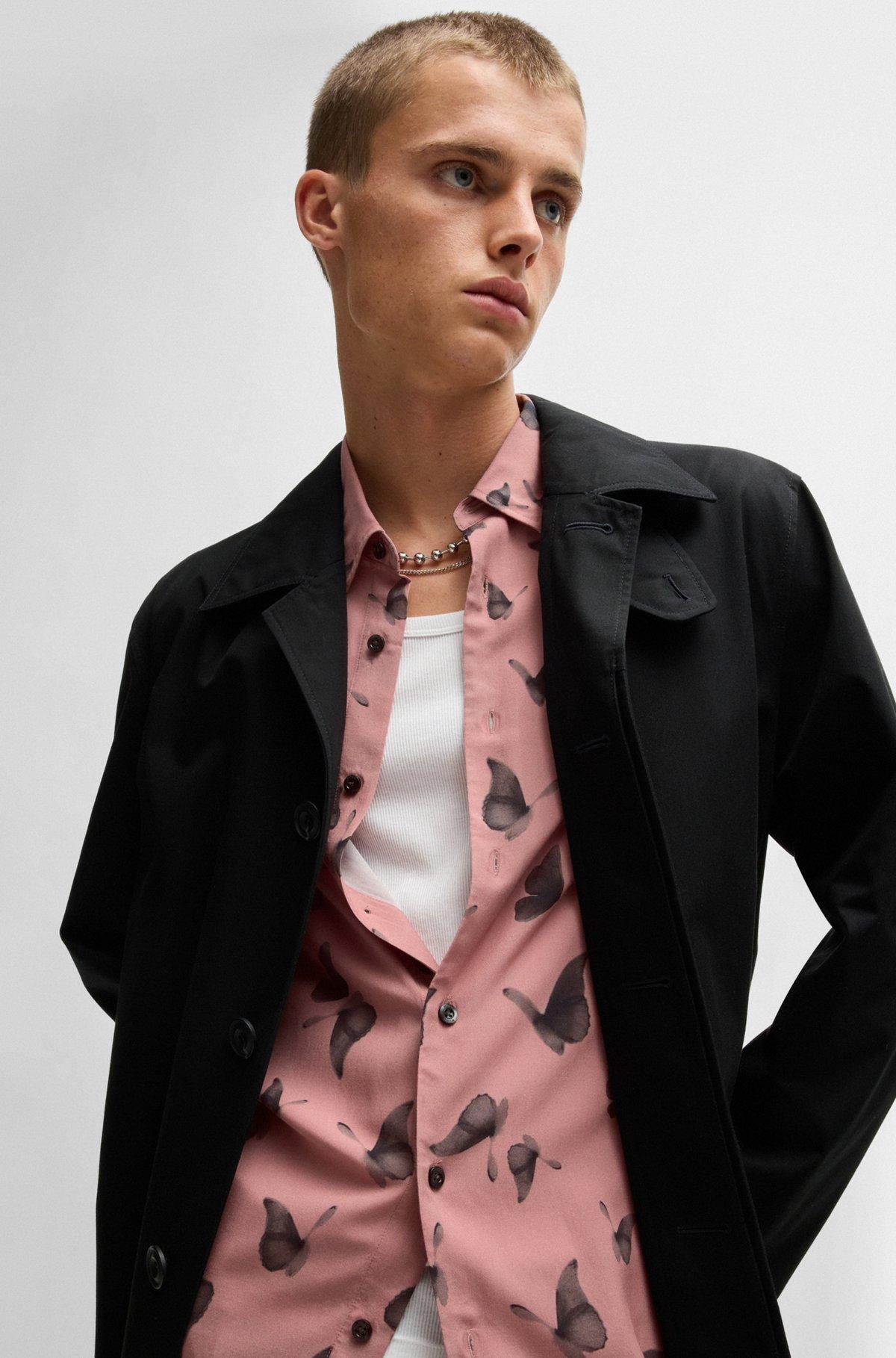 Relaxed-fit shirt in seasonal-print poplin Product Image