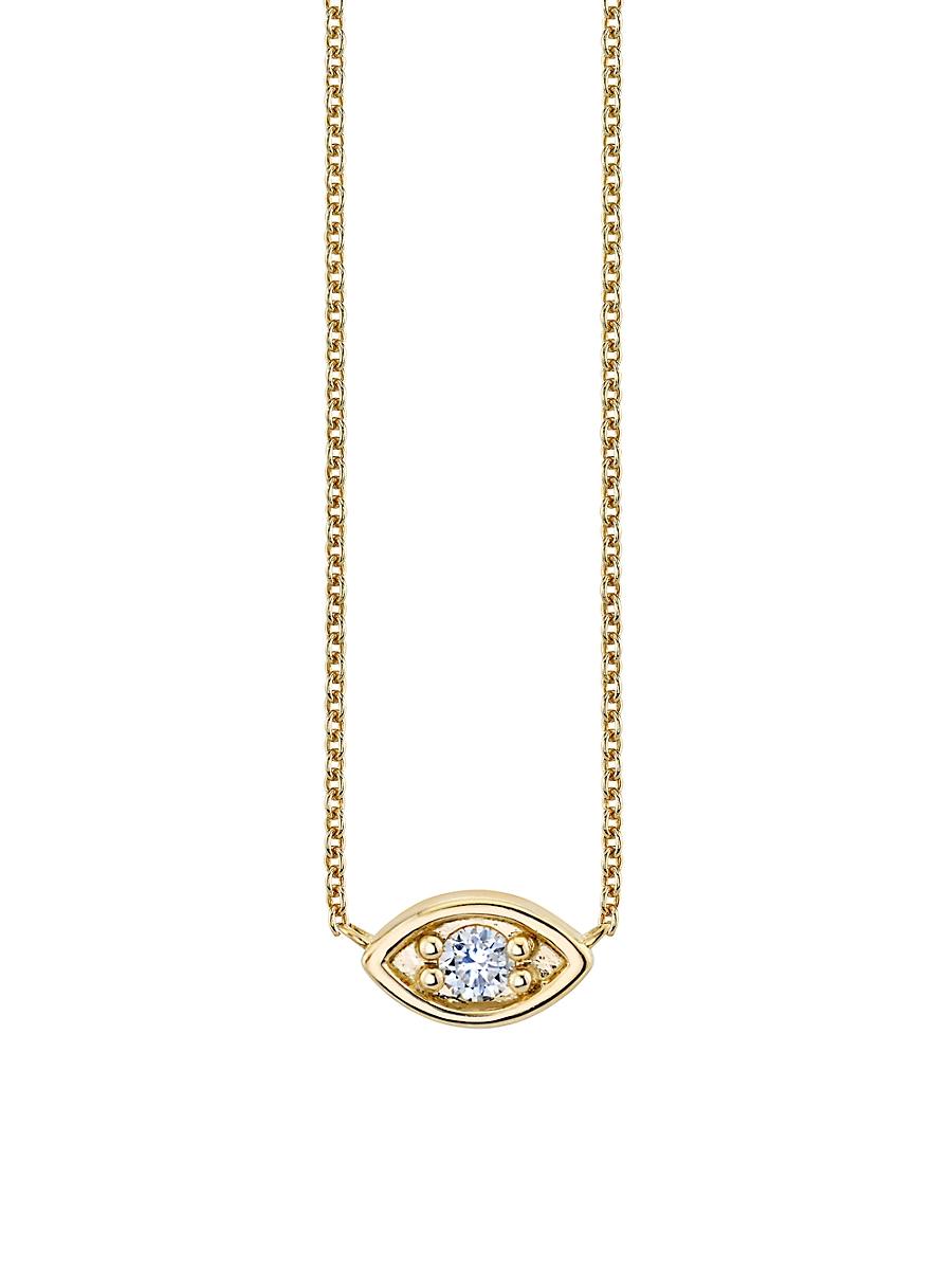 Womens Large Marquis Eye 14K Gold & Diamond Necklace Product Image