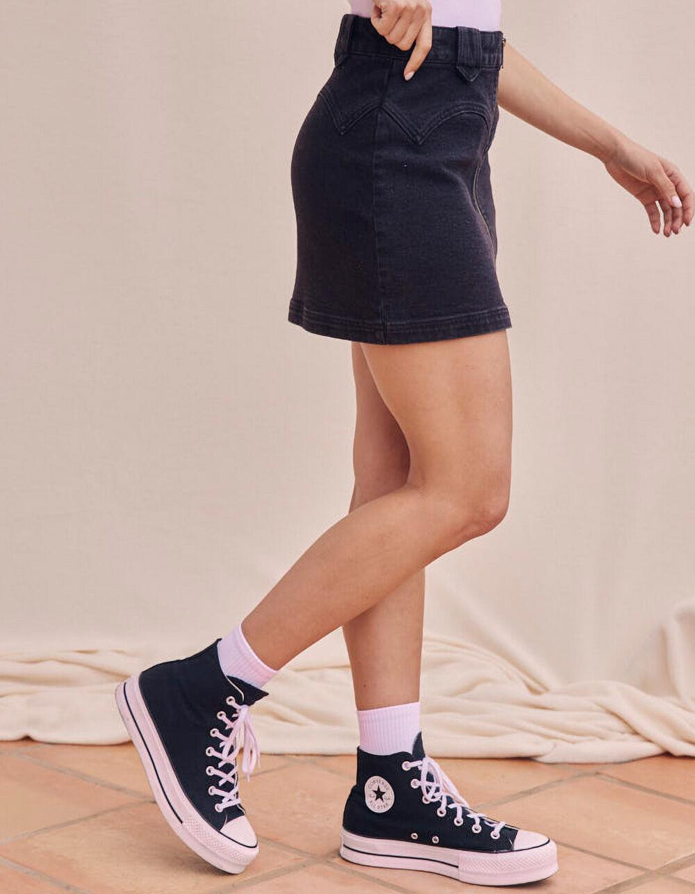 WEST OF MELROSE Seamed Western Womens Skirt - WASHED BLACK Product Image