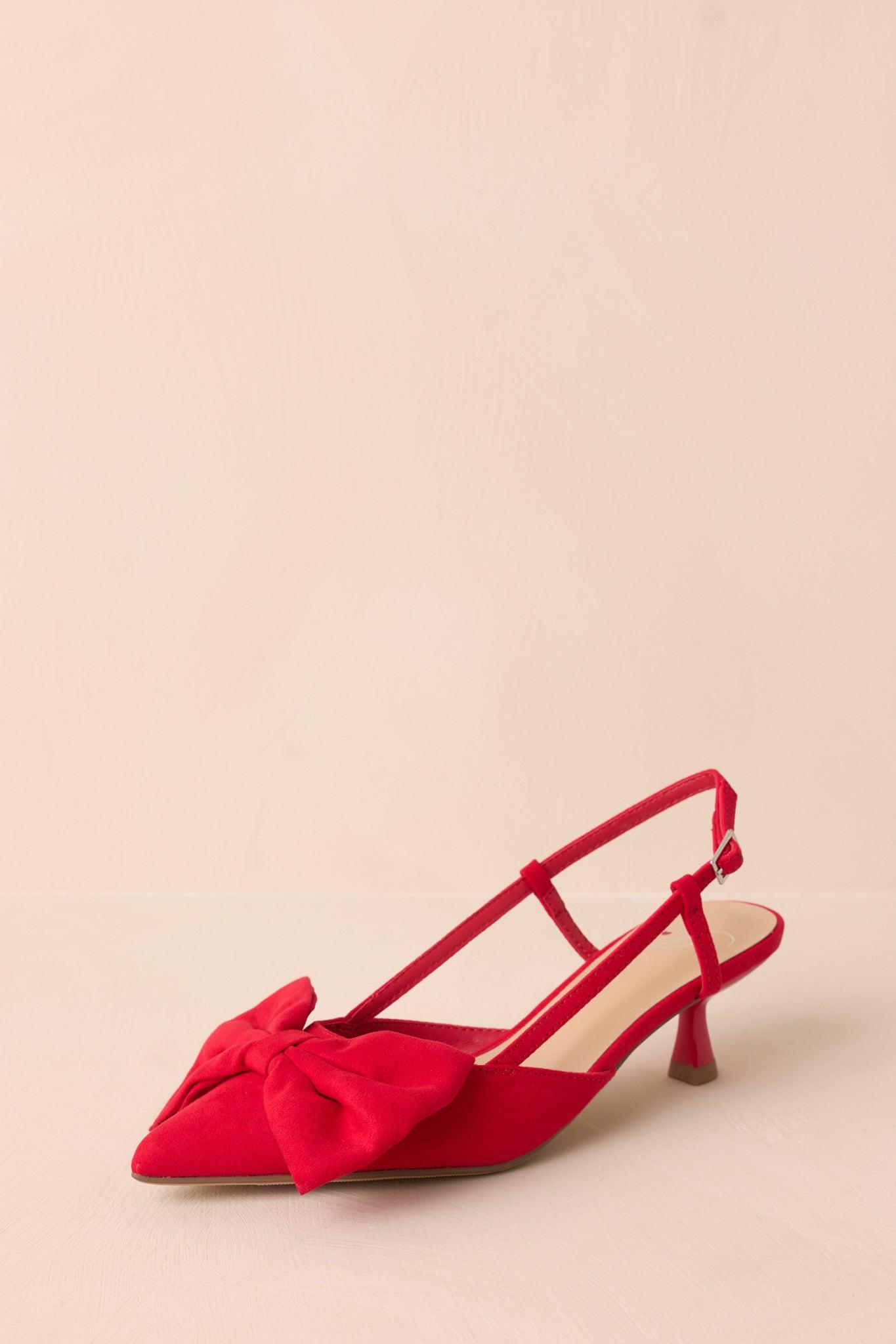 Wildest Dreams Red Pointed Toe Kitten Heels Product Image