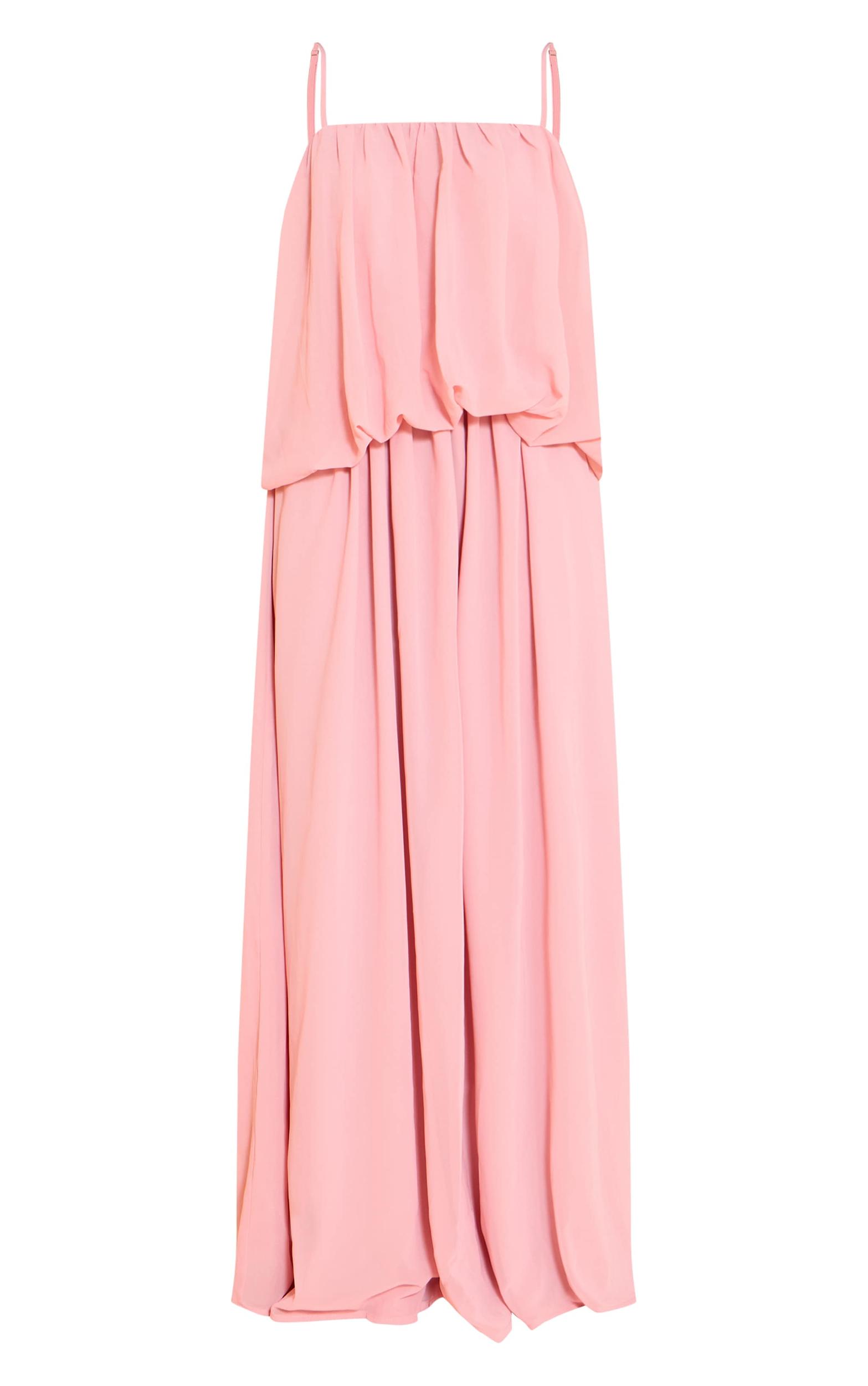 Blush Chiffon Layered Puffball Maxi Dress Product Image