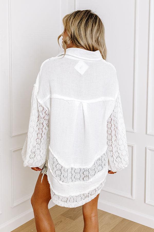 Meadow Muse Lace Button Up In White Product Image