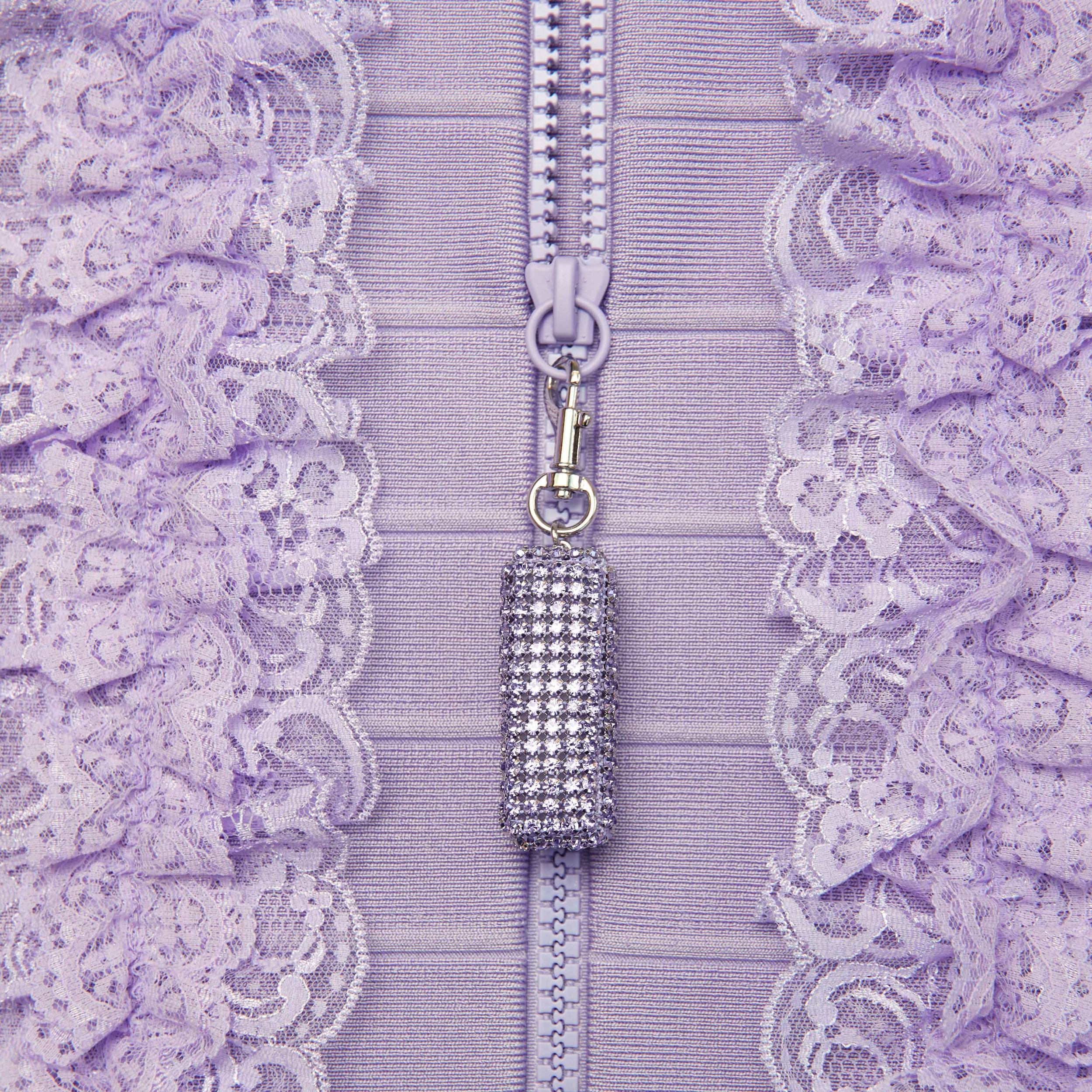 Purple Knit Zip Ruffle Maxi Dress Product Image