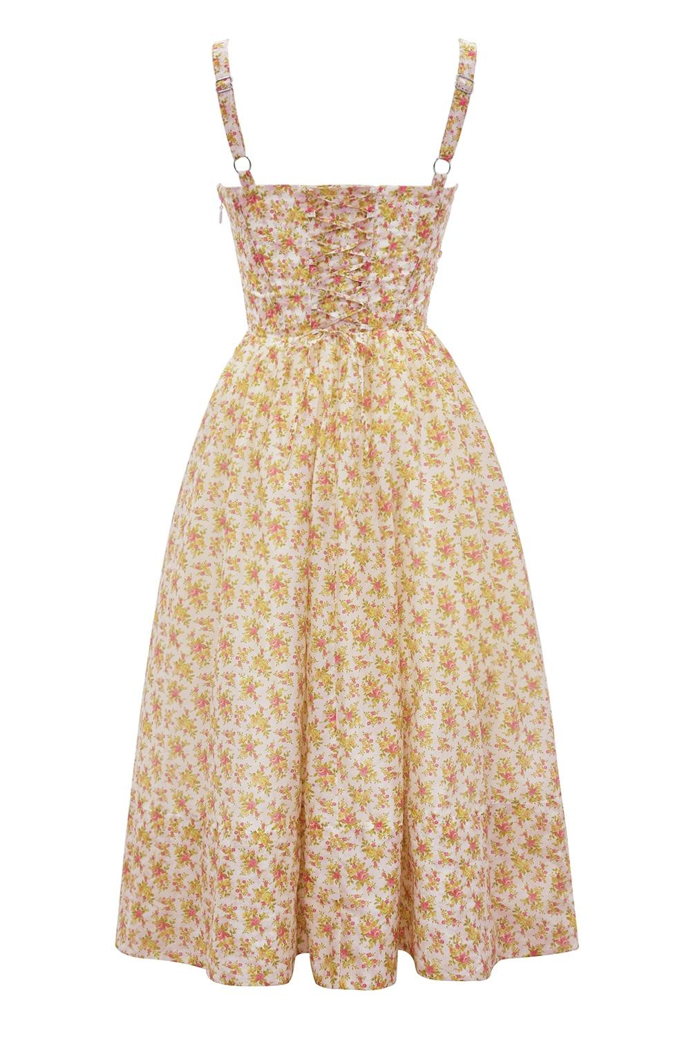 Kelly  royal rose print corset midi sundress Product Image