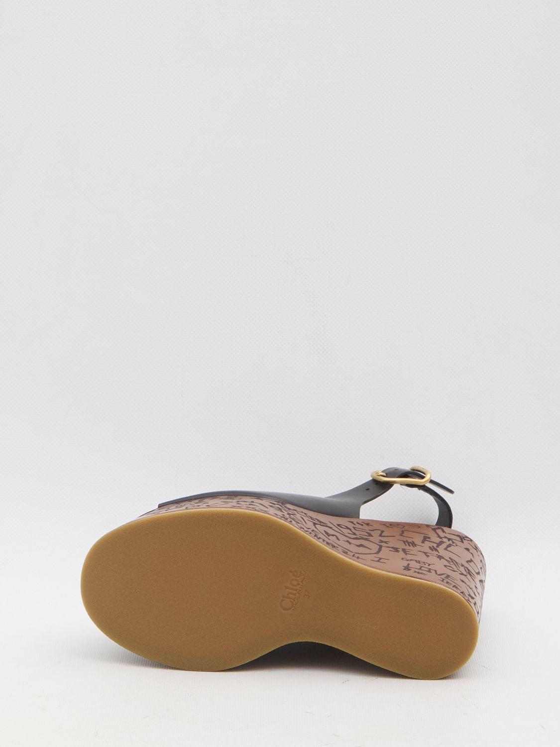 CHLOÉ Maxime Leather Slingback Platform Wedge Sandals In Black Product Image