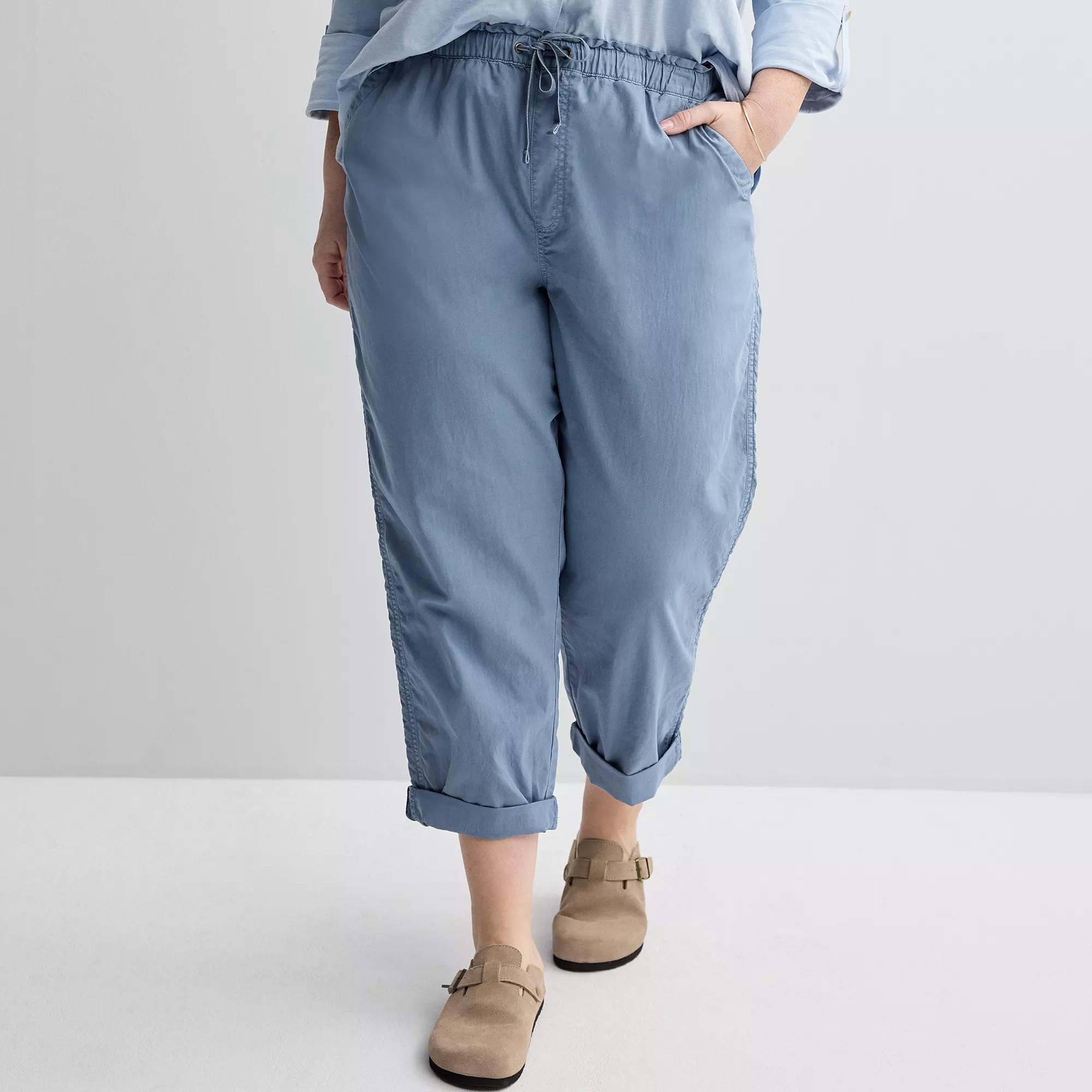 Plus Size Sonoma Goods For Life® Easy Paper Bag Waist Capri, Women's, Size: 2XL, Gear Blue Product Image