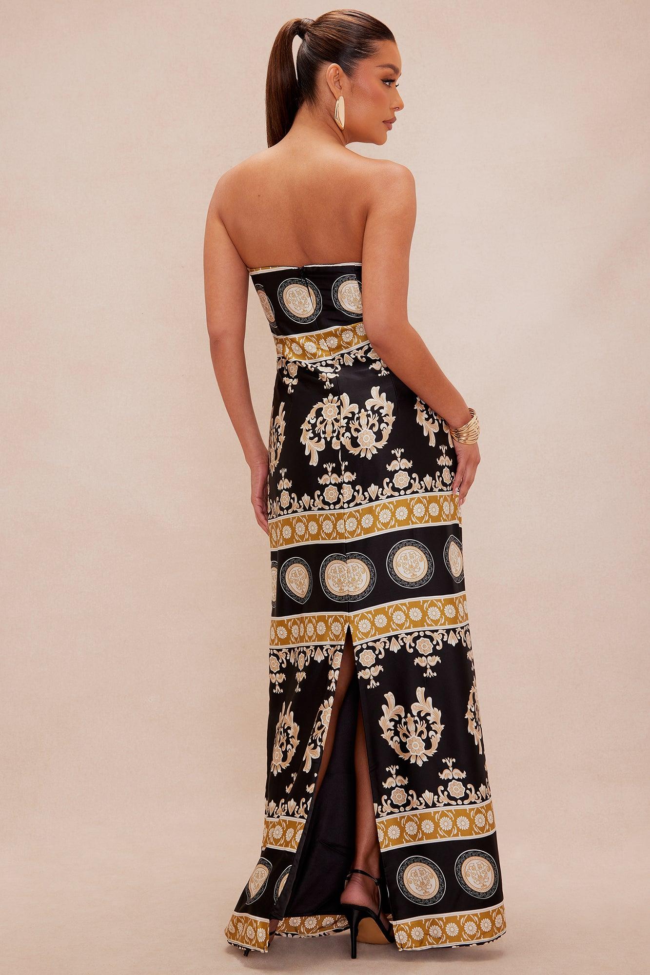 Kalisi Satin Maxi Dress - Black/combo Female Product Image