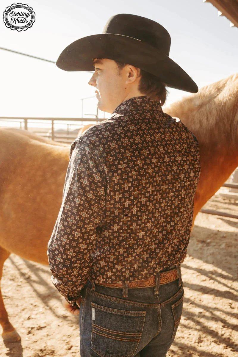 Mens PLUS Red Cloud Button Up Product Image