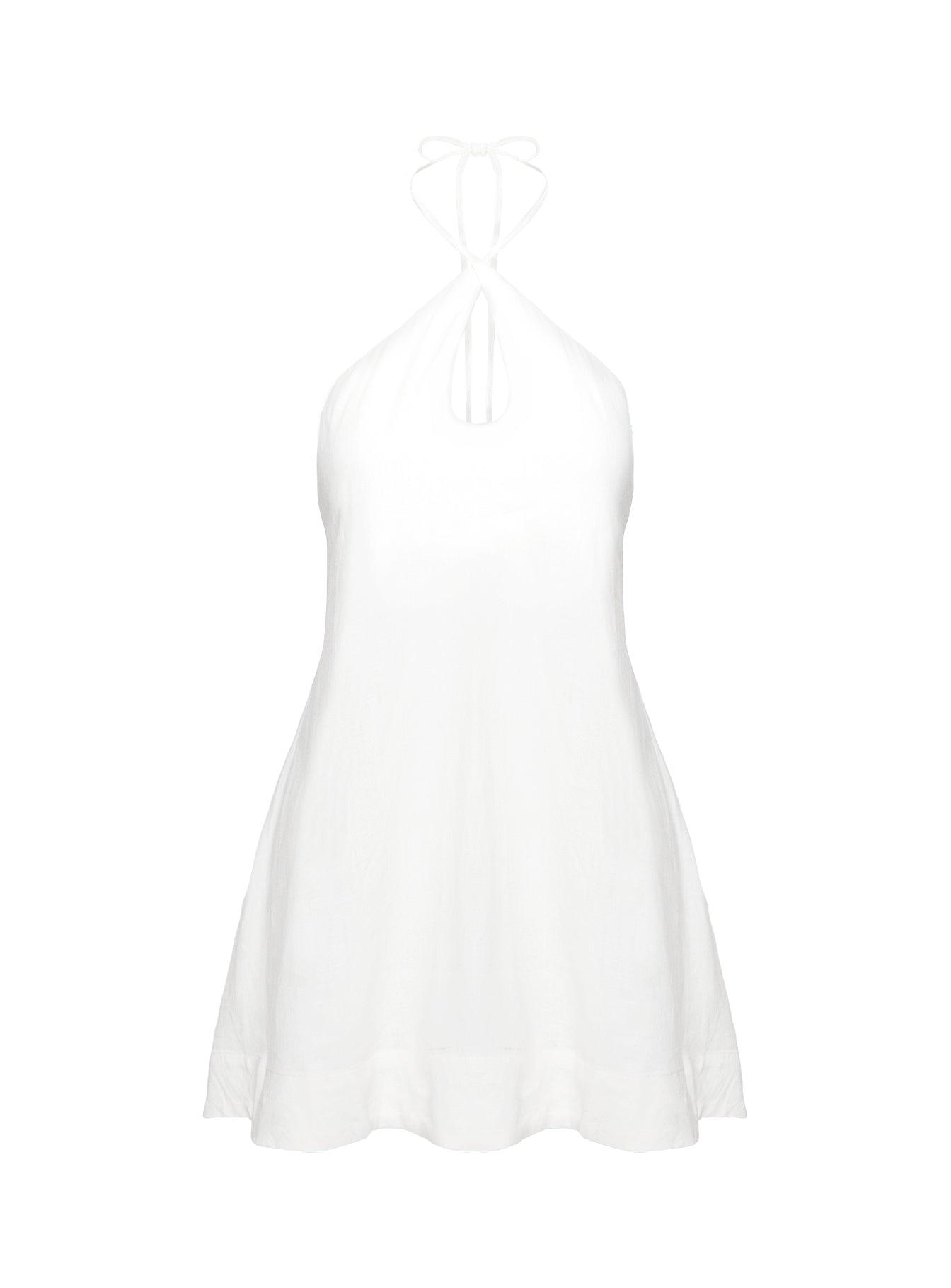 Thomasina Linen Halter Dress White Product Image