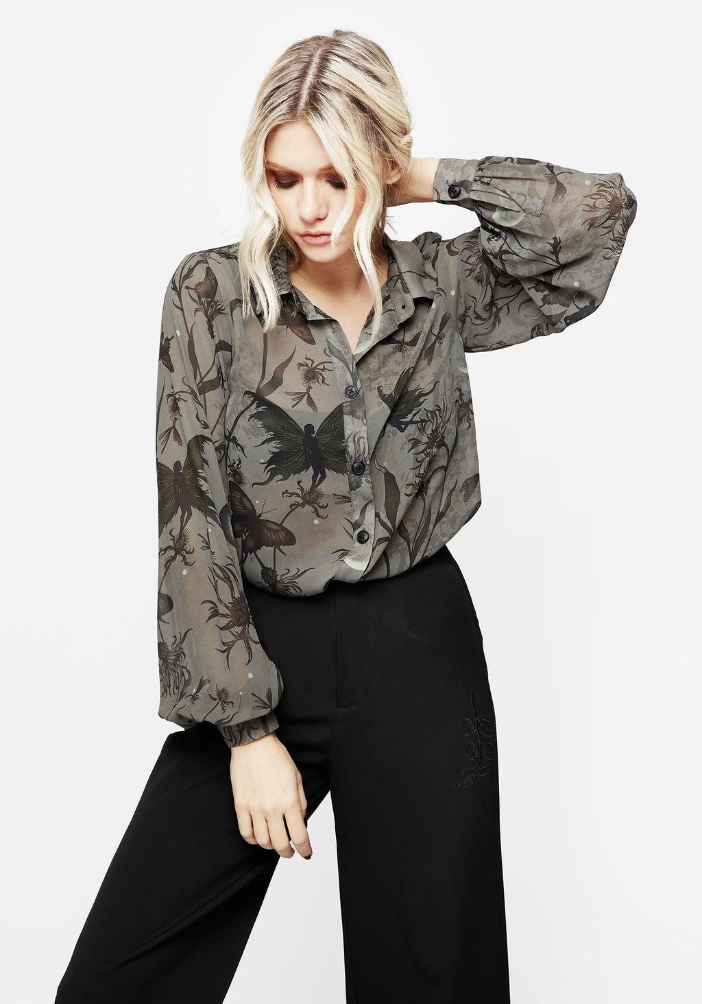 Gloriana Floral Print Chiffon Shirt Product Image