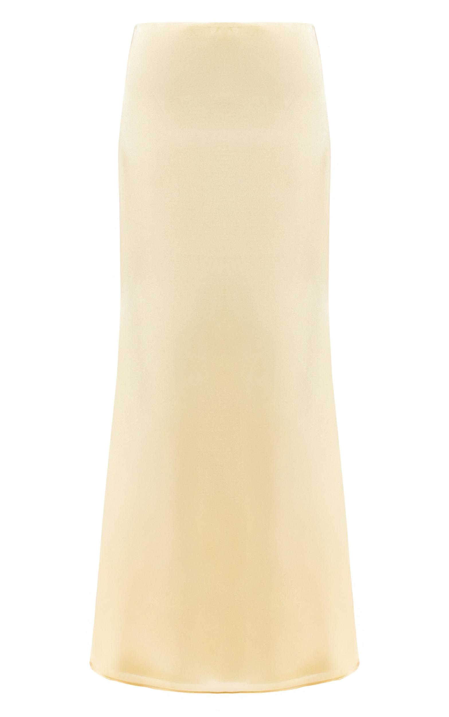 Lemon Satin Floaty Maxi Skirt Product Image