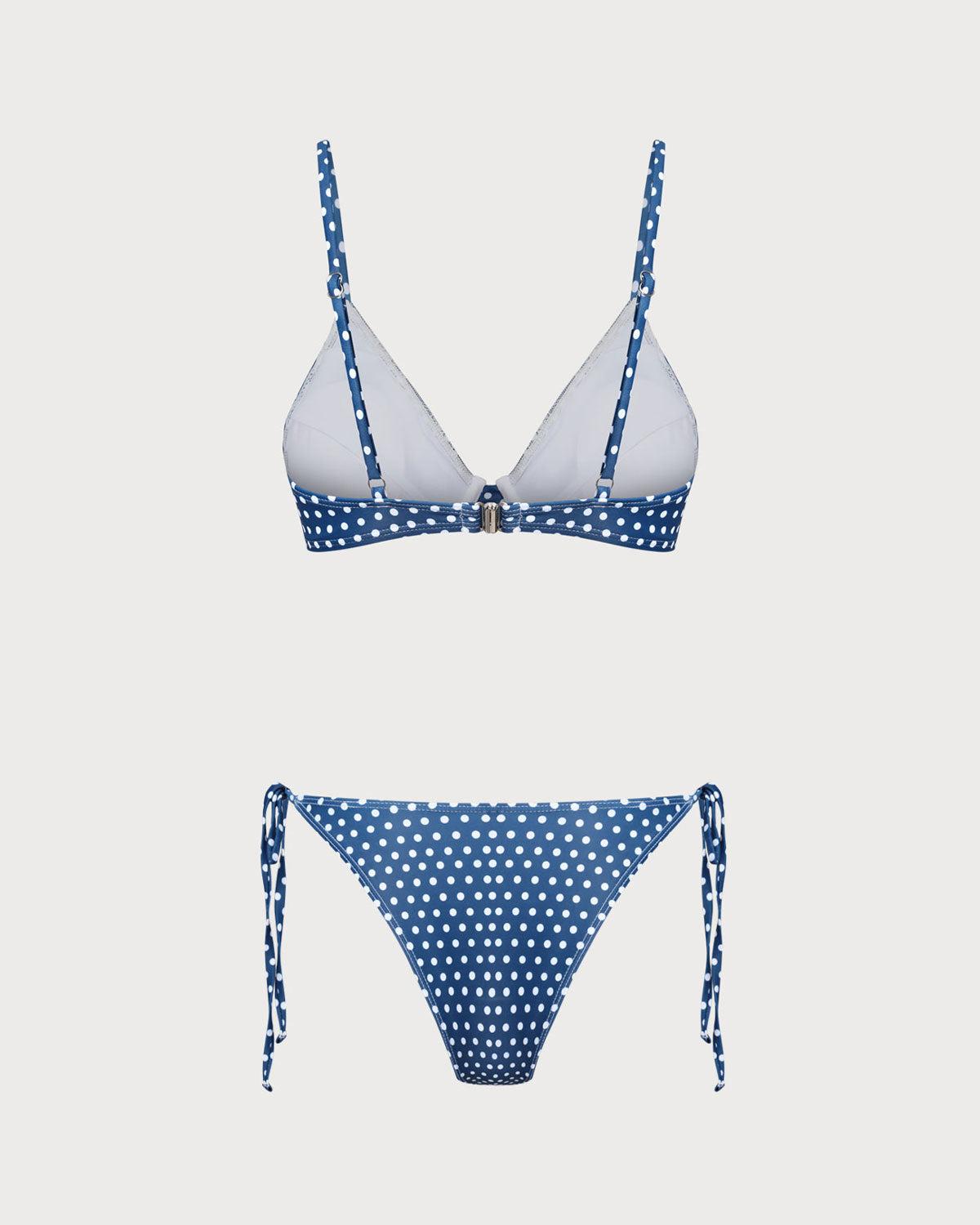 Blue Polka Dot Underwire Bikini Set Product Image