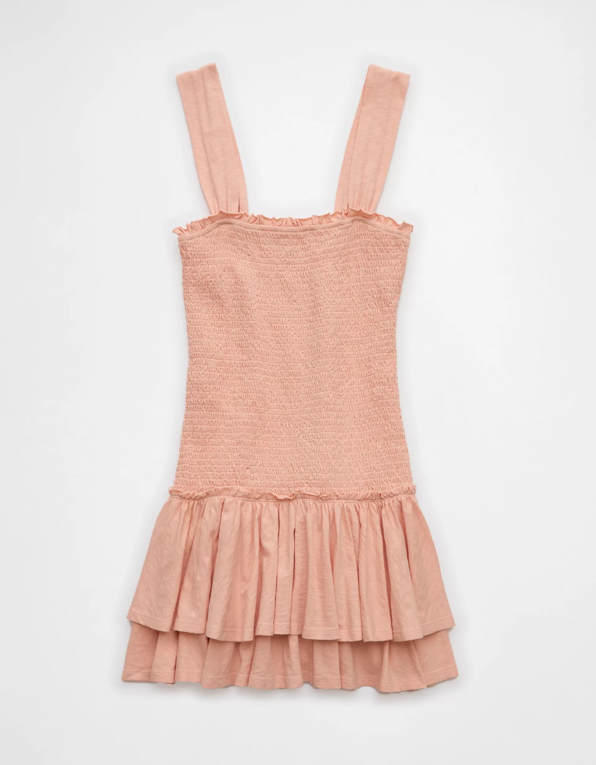 AE Sunchaser Knit Smocked Drop Waist Mini Dress Product Image