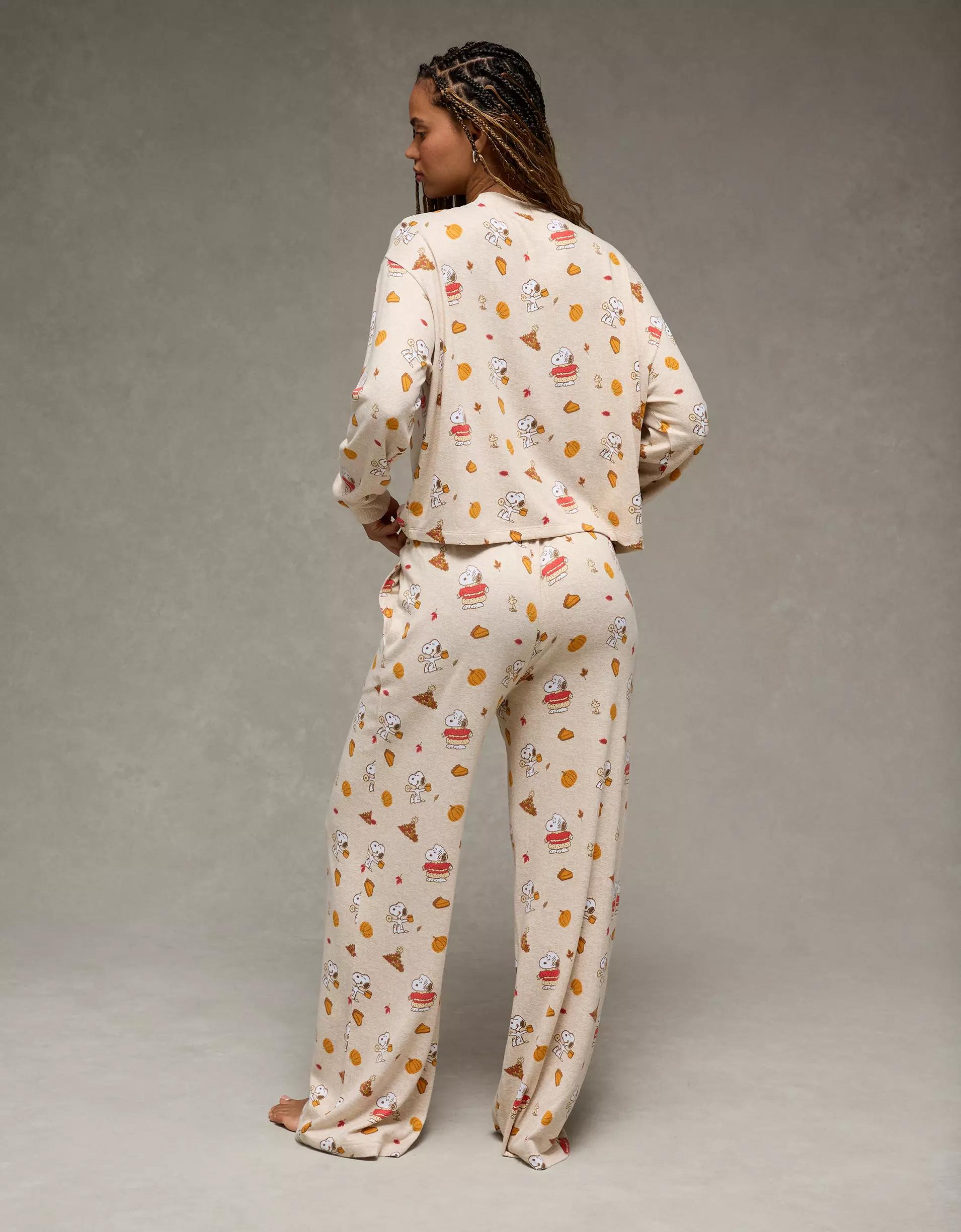 AE Luxe Plush Snoopy Fall Long-Sleeve & Pant PJ Set Product Image