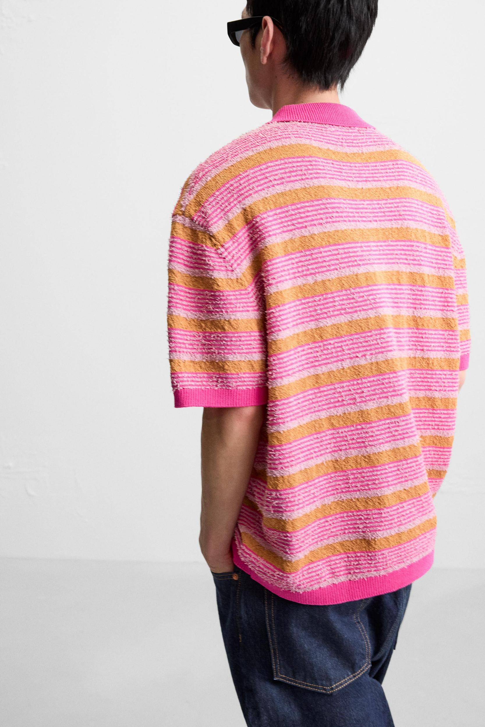 TEXTURED STRIPE KNIT POLO Product Image