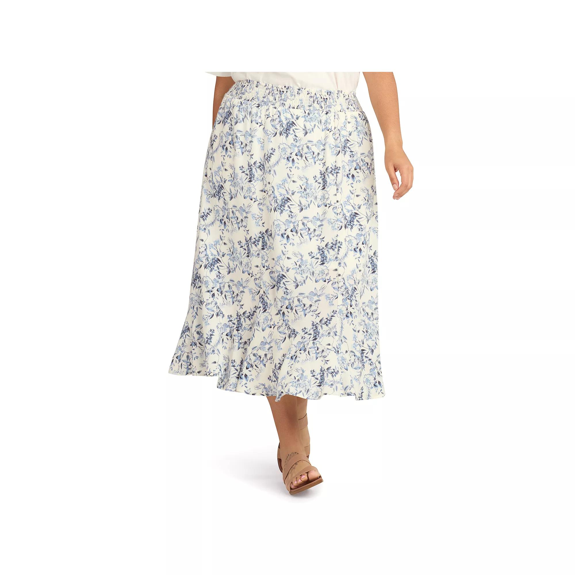 Plus Size AB Studio Pull On Elastic Waist Skirt, Womens Product Image