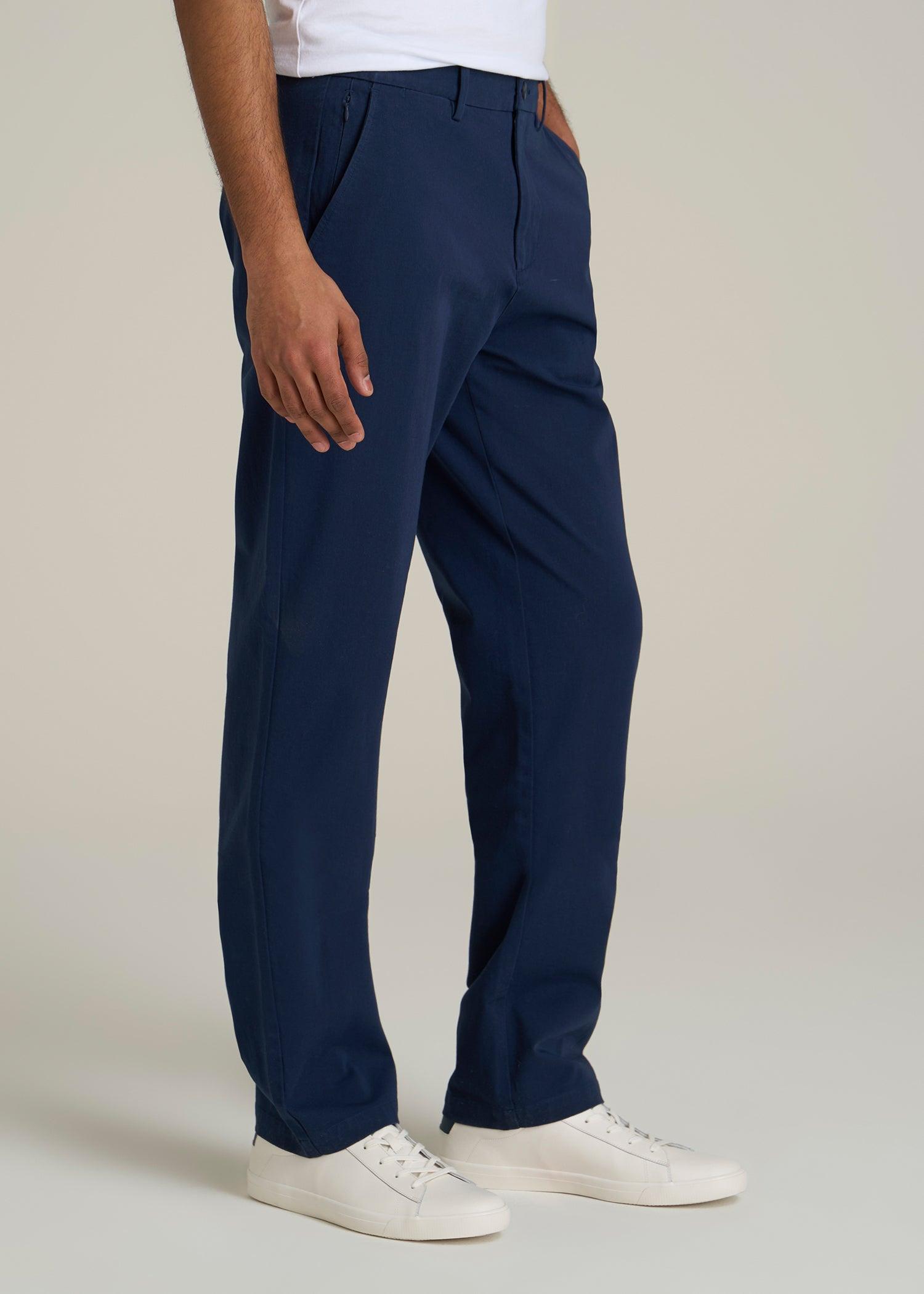 4 Way Stretch Commuter STRAIGHT Leg Chino Pants for Tall Men in Summer Blue Male Product Image