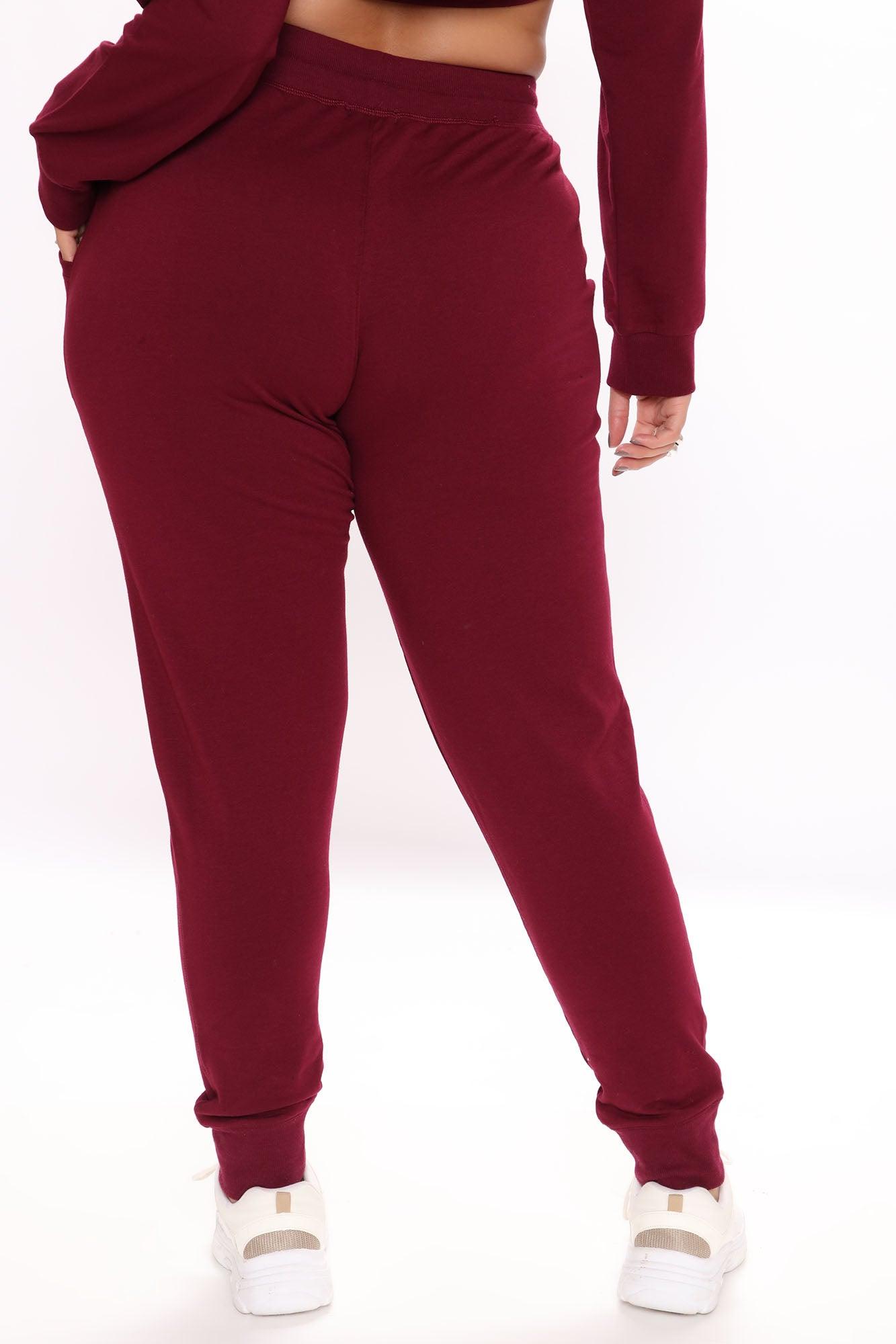 Latest And Greatest French Terry Jogger - Burgundy Product Image
