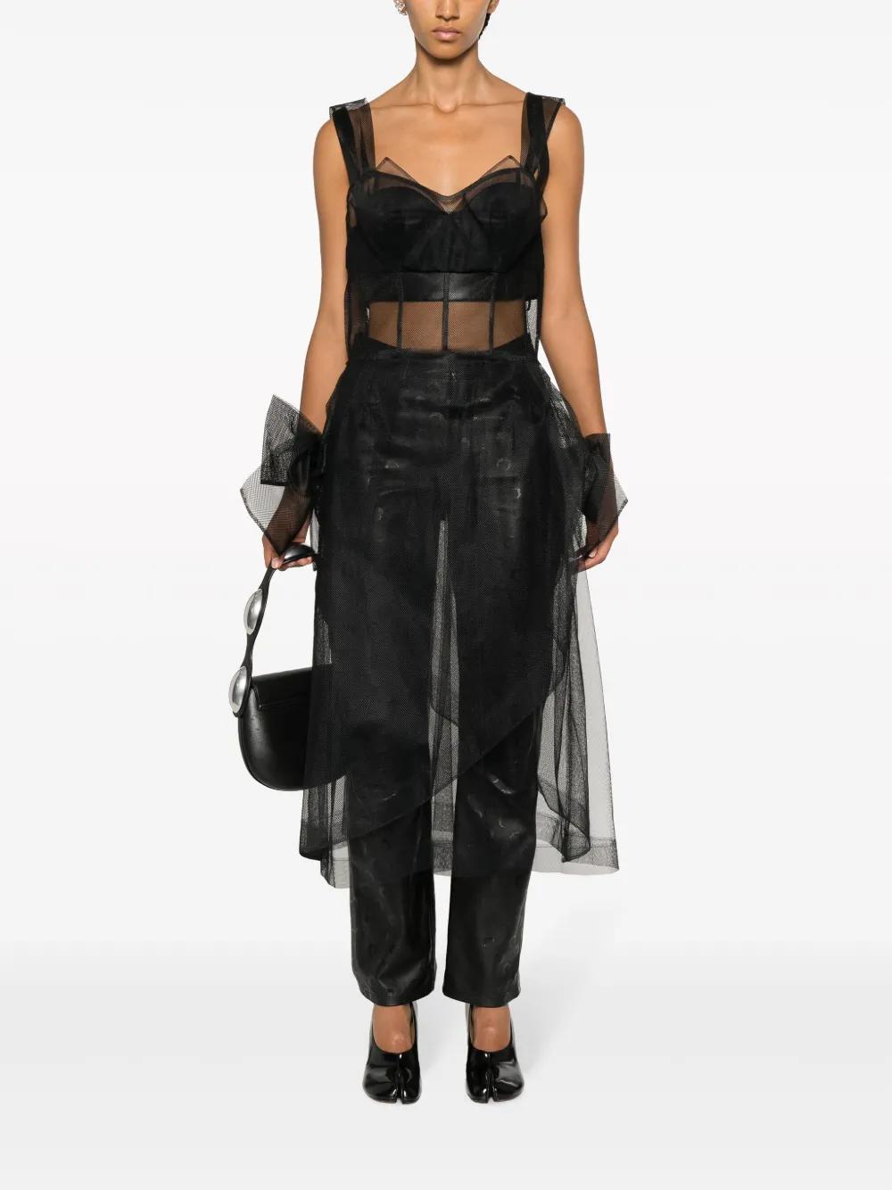 bow-appliqué tulle midi dress Product Image