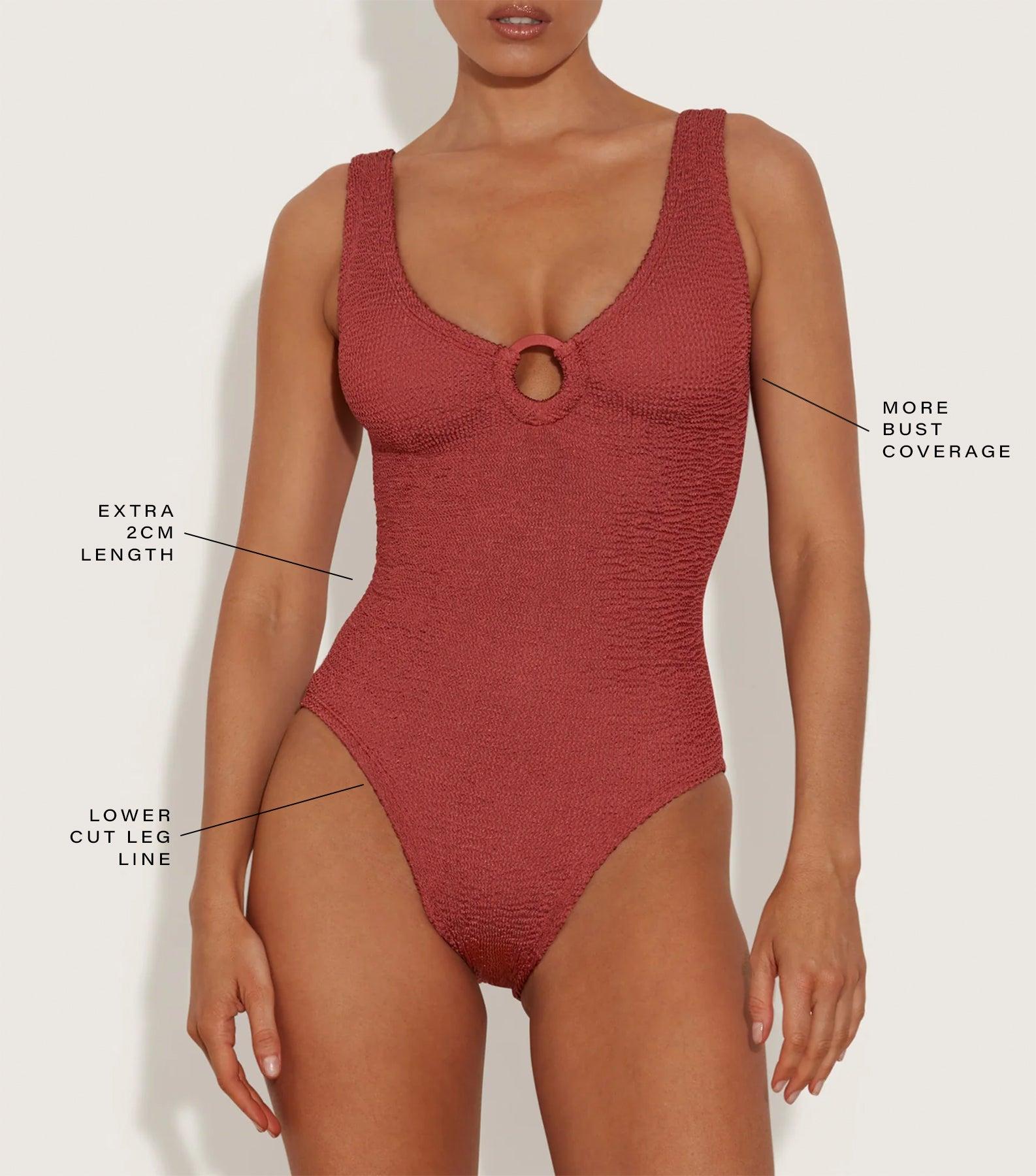 Coverage Celine Swim With Tonal Hoops - Metallic Rosewood Product Image