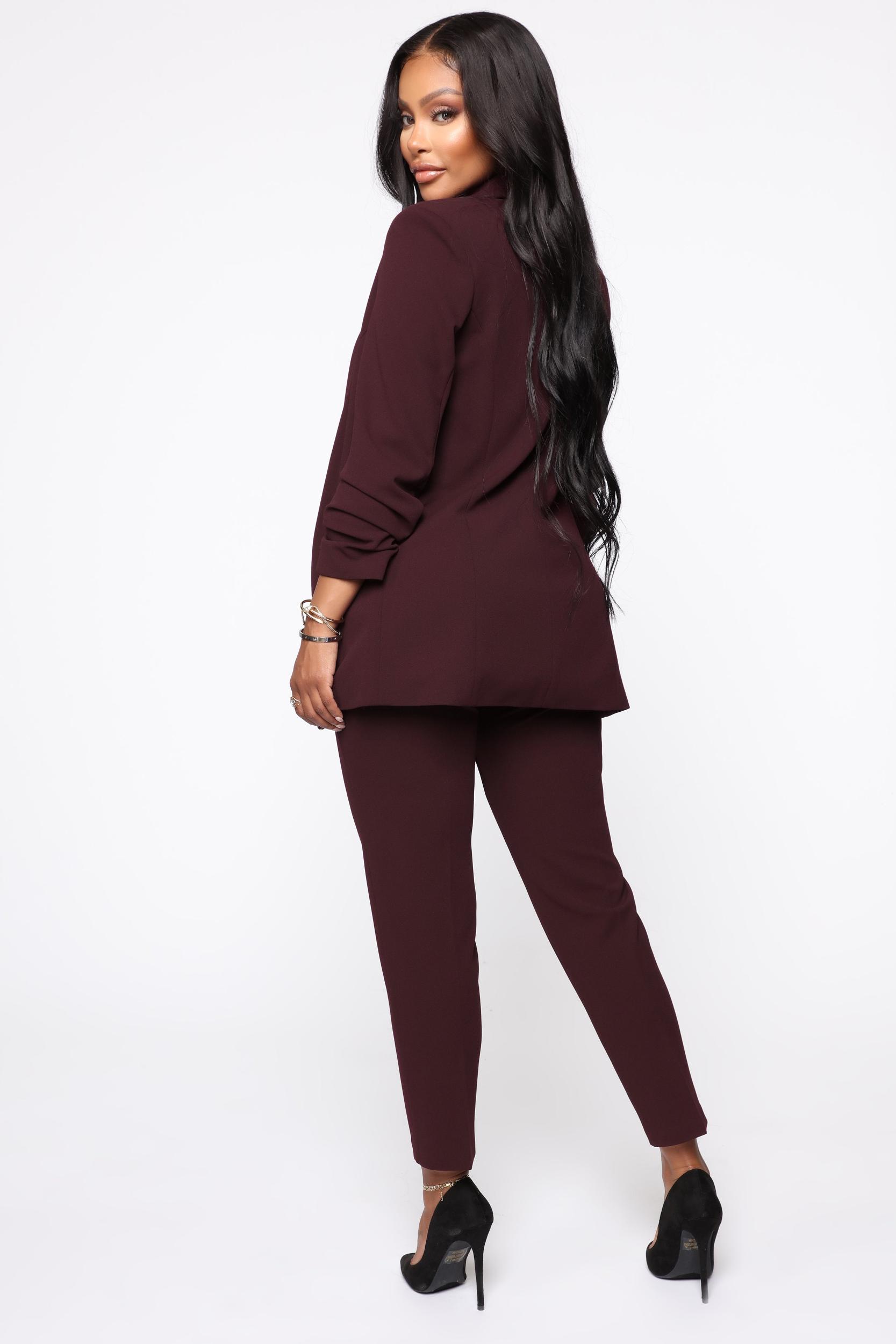 The Celine Blazer - Burgundy Product Image