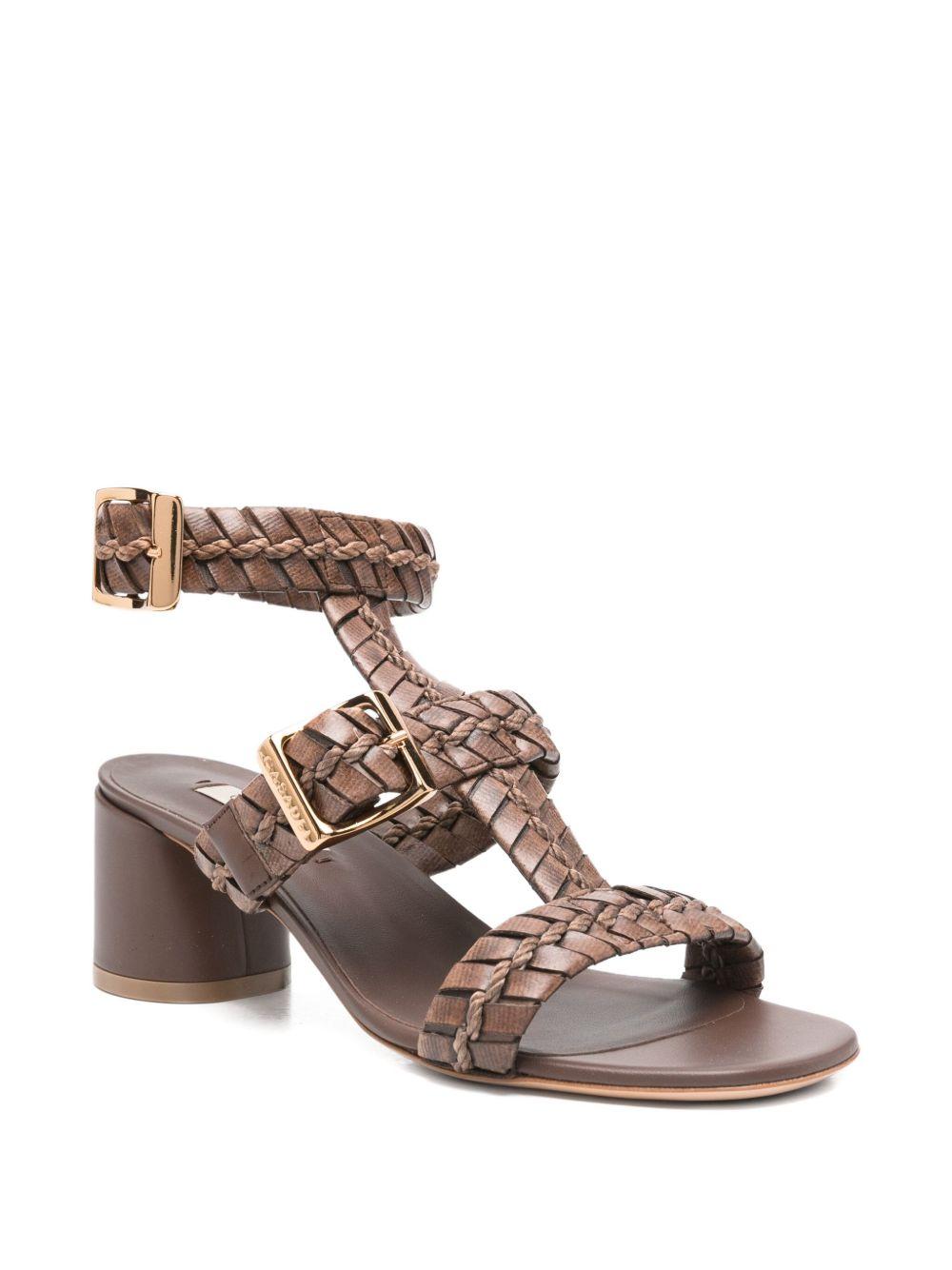 50mm braided leather block-heel heeled sandals Product Image