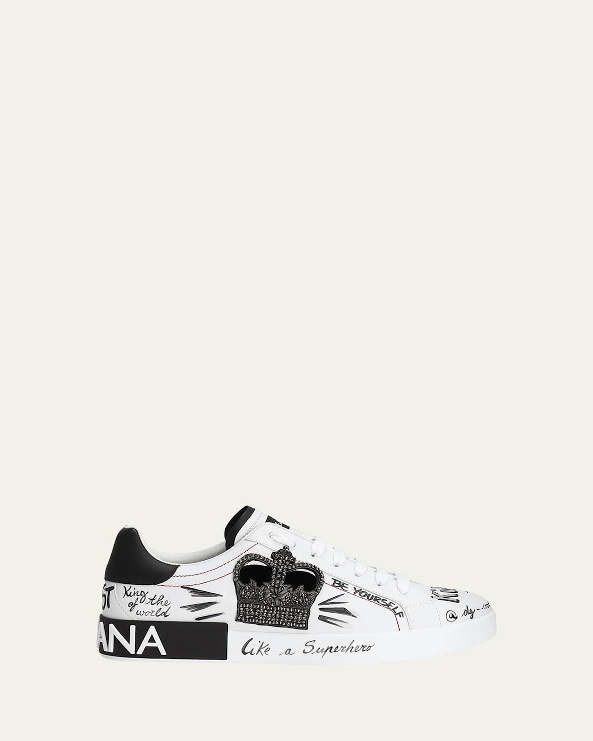 Mens Portofino Printed Leather Sneakers with Patch Product Image