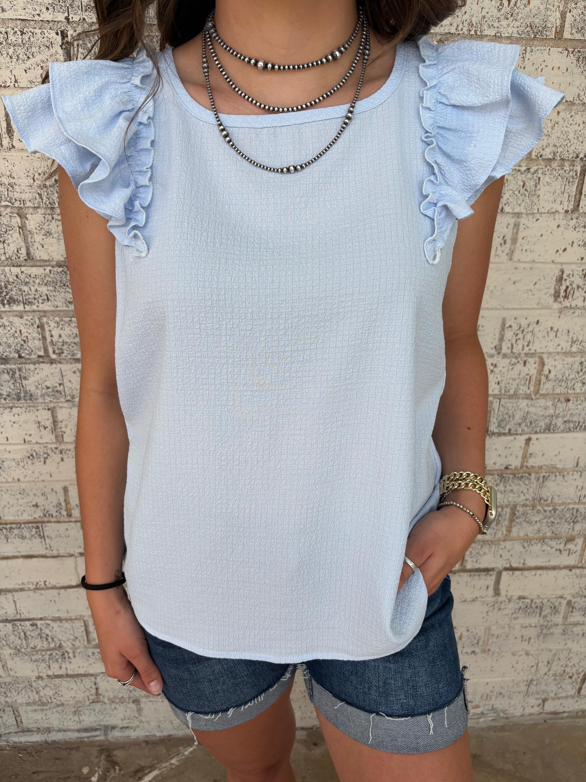 Textured Bow Frilled Butterfly Sleeve Blouse-3 Colors* Product Image