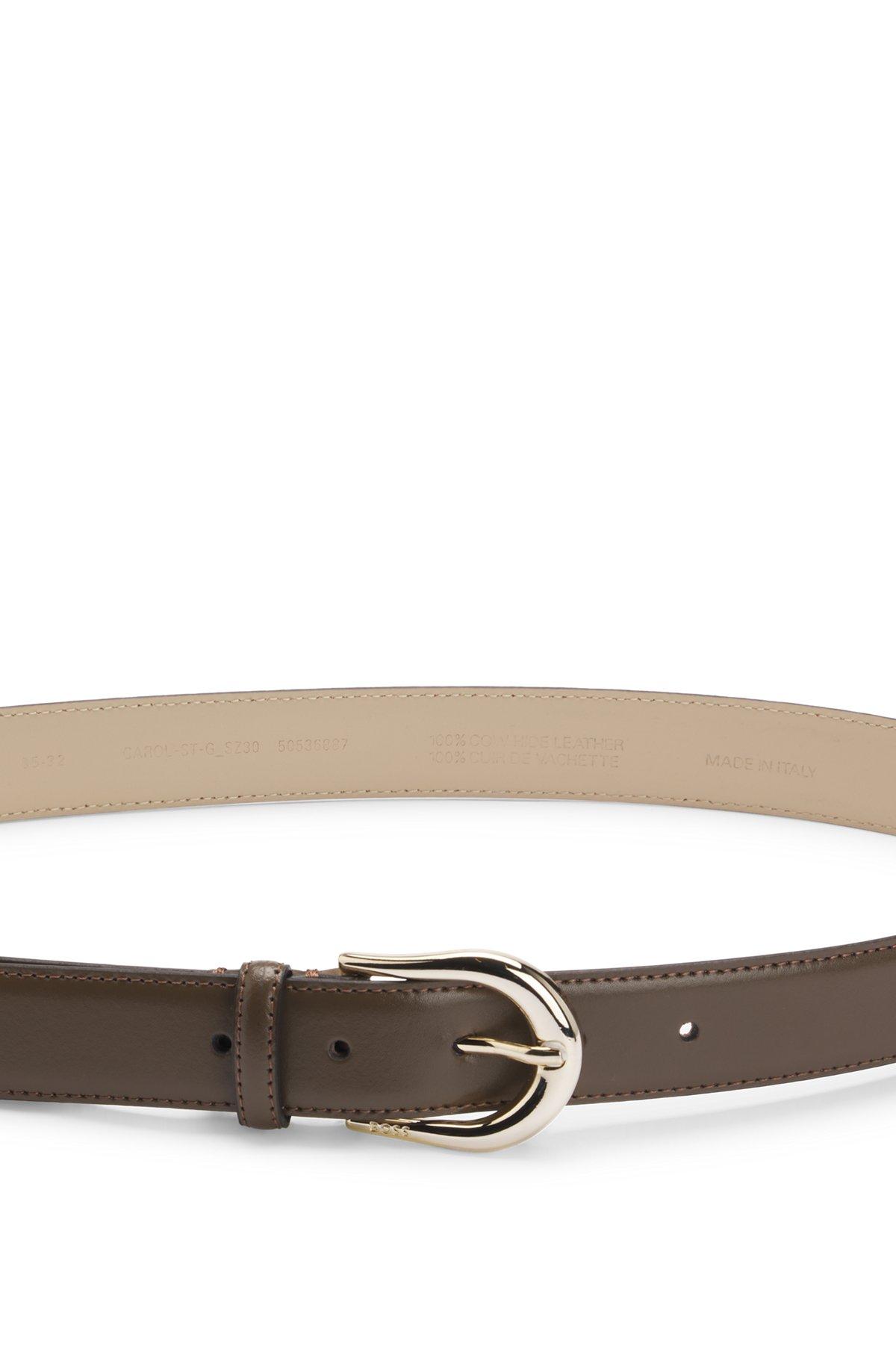 BOSS - Italian-leather belt with logo buckle - Light Brown Product Image