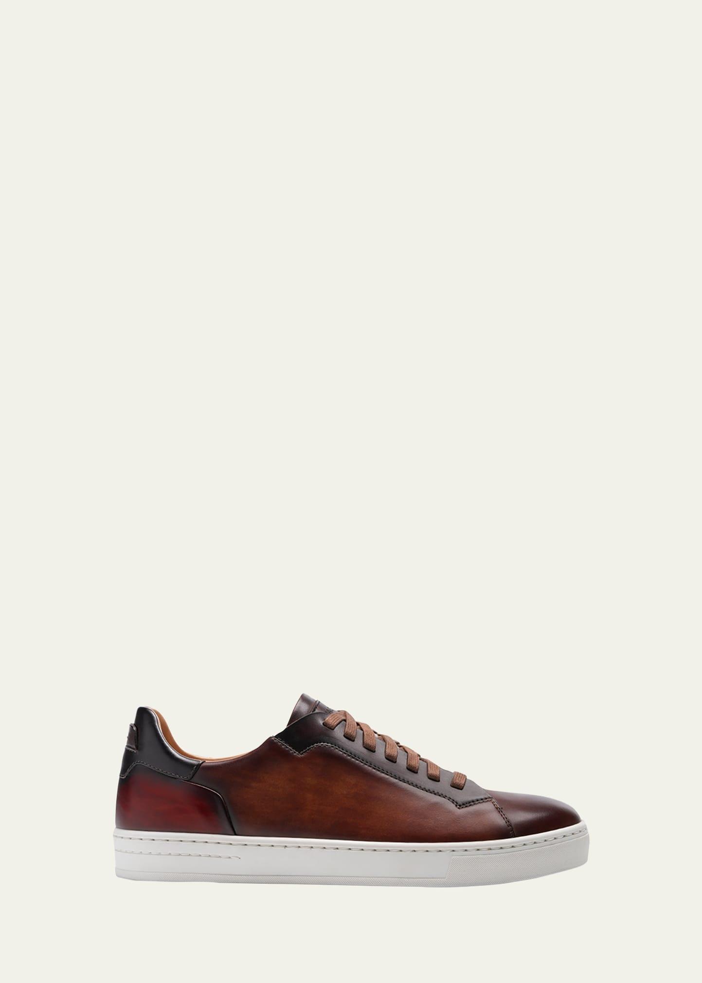 Men's Amadeo Burnished Leather Low-Top Sneakers Product Image