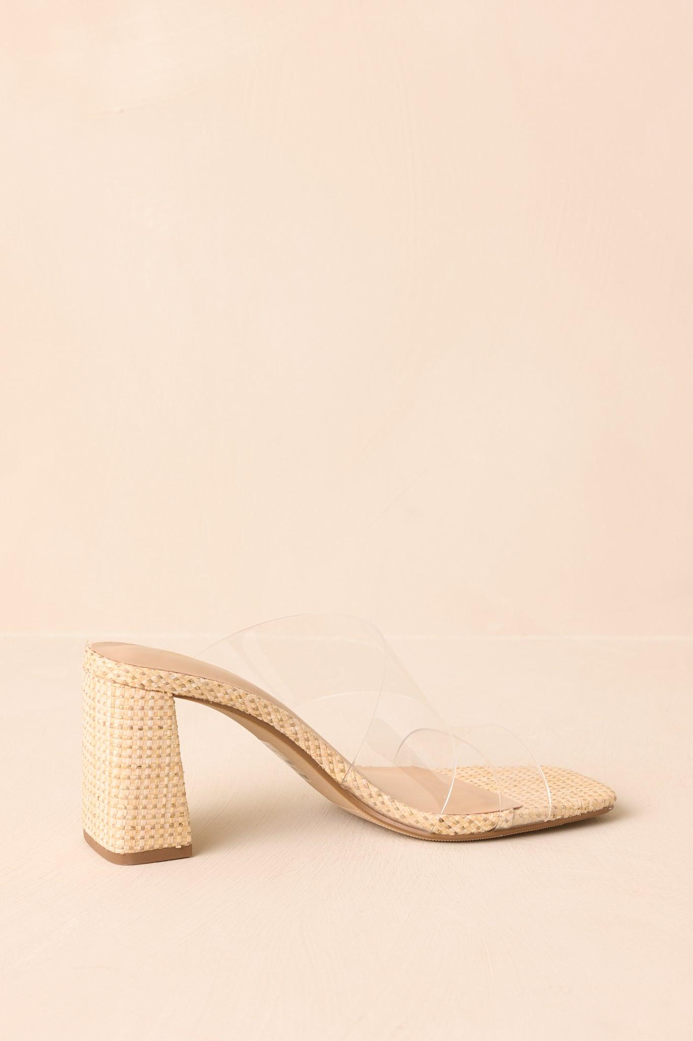Higher Standards Clear Natural Raffia Block Heels Product Image