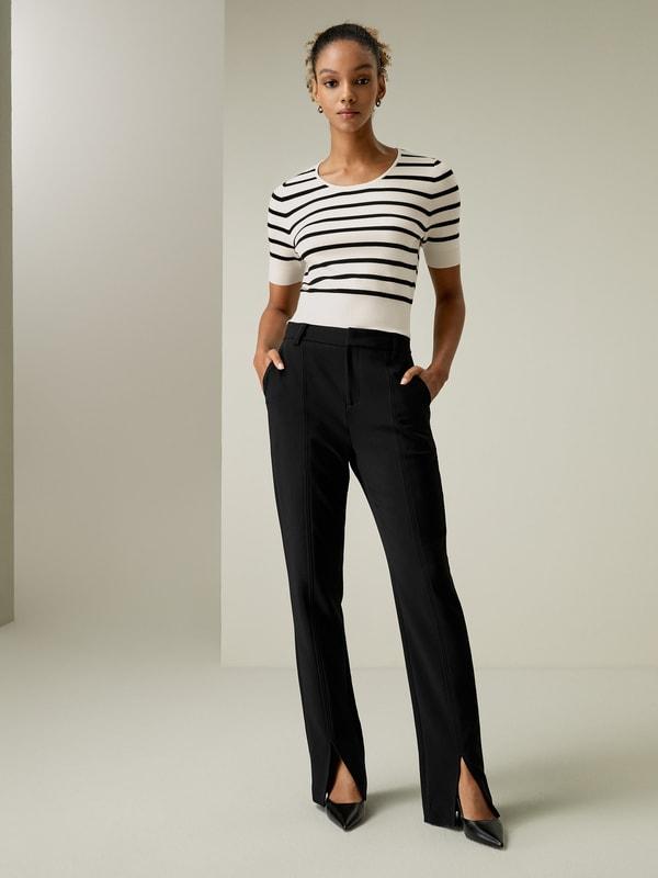 Silk Striped Cropped Knit Top Product Image