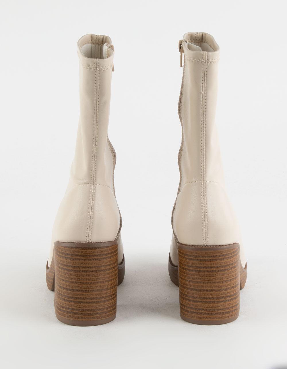 SODA Stretch Faux Leather Womens Boots - BONE Product Image