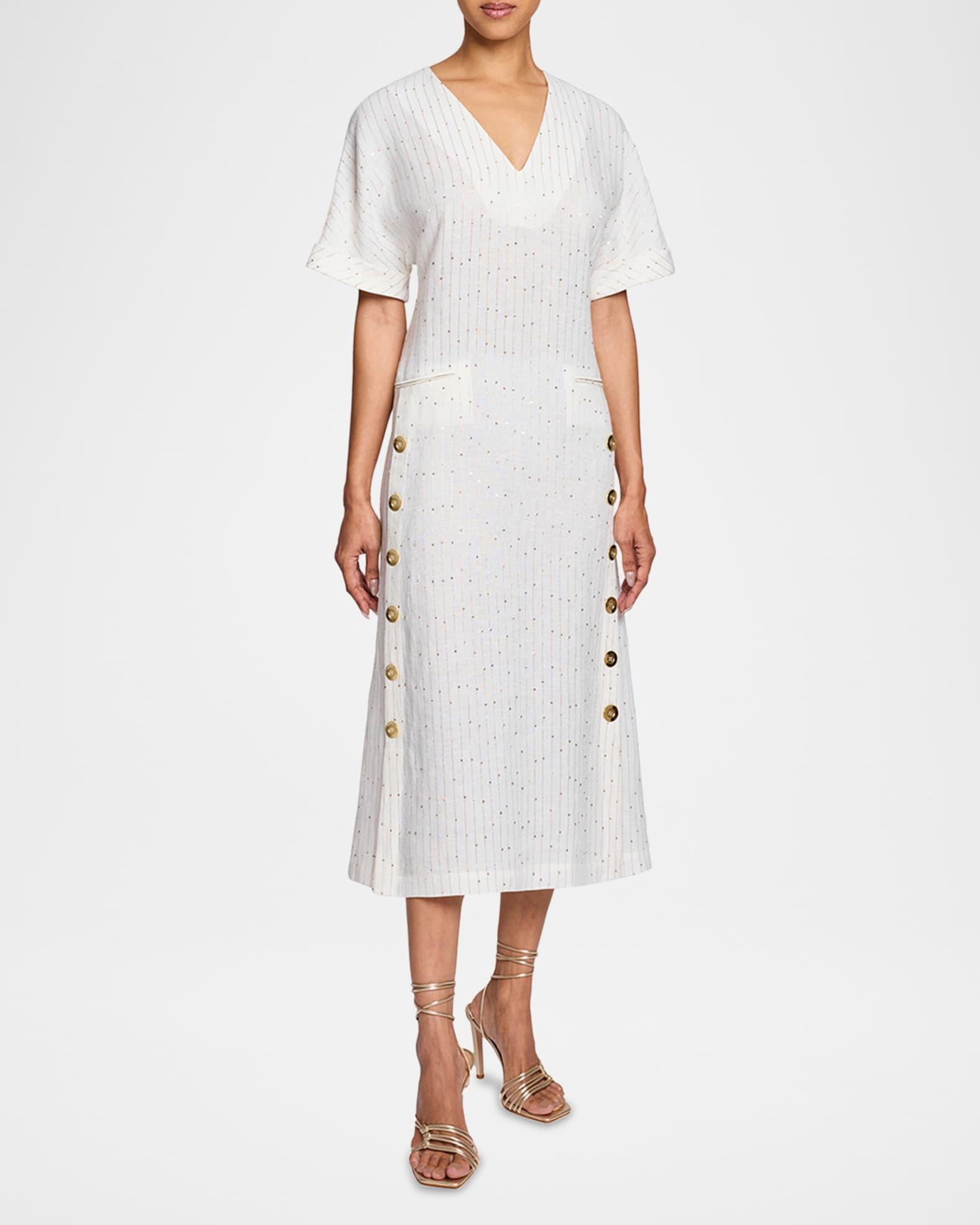 Serafina Sequin-Embroidered Midi Dress Product Image