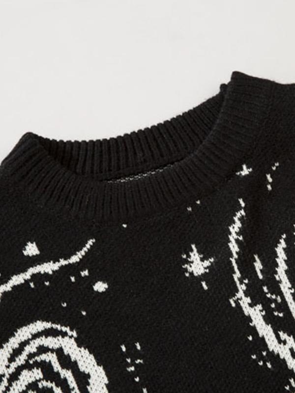 Swirl Print Ripped Design Sweater Product Image