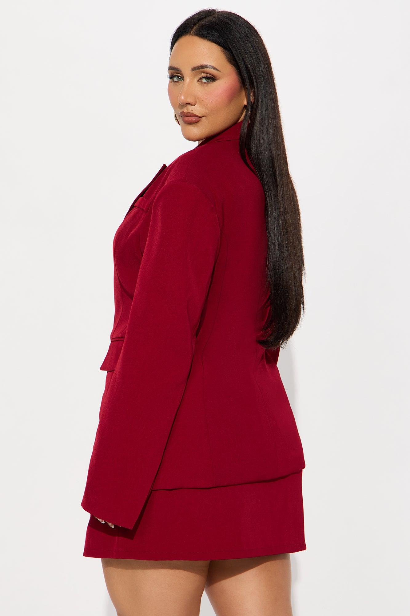 Business Time Blazer Skirt Set - Red Product Image