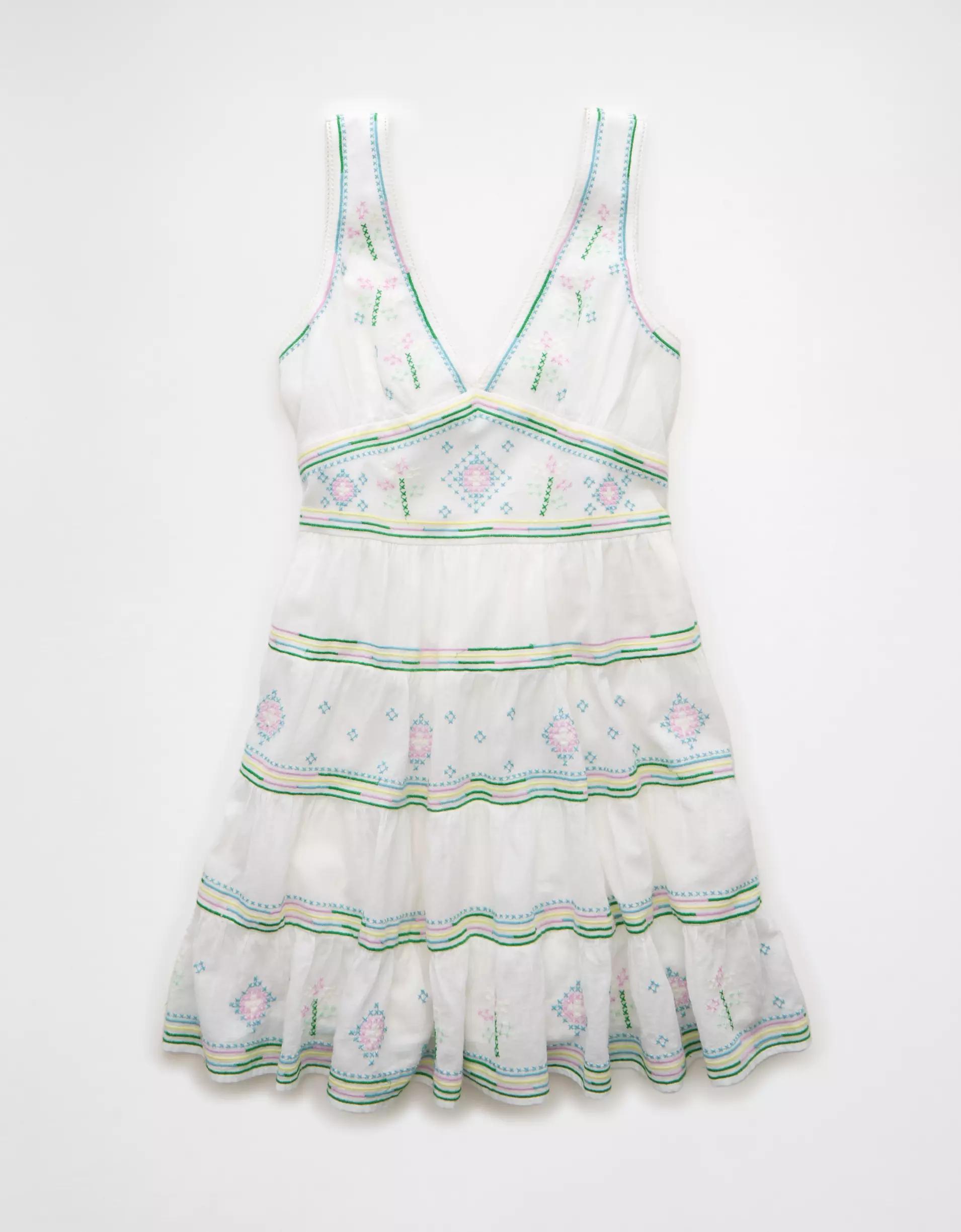 AE V-Neck Embroidered Mini Dress Product Image