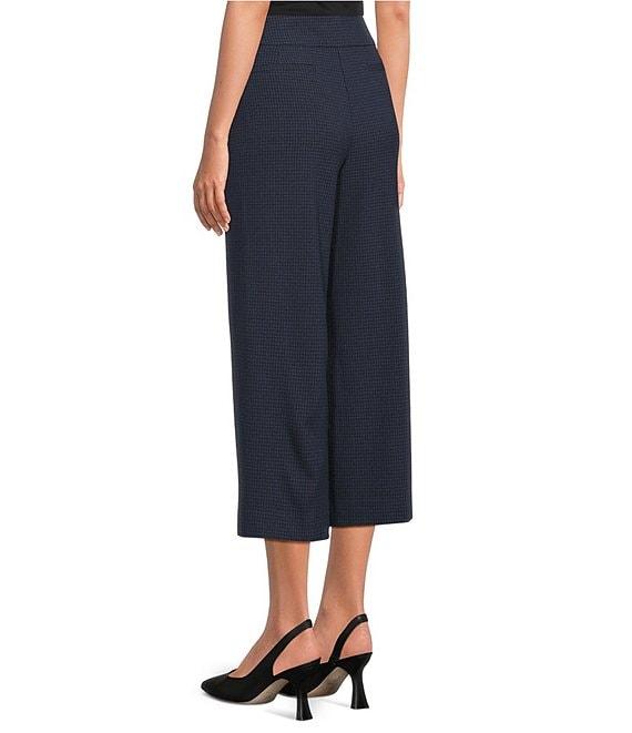 Investments Blue/Black PARK AVE Fit Elite Stretch Pull-On Wide Leg Crop Pants Product Image