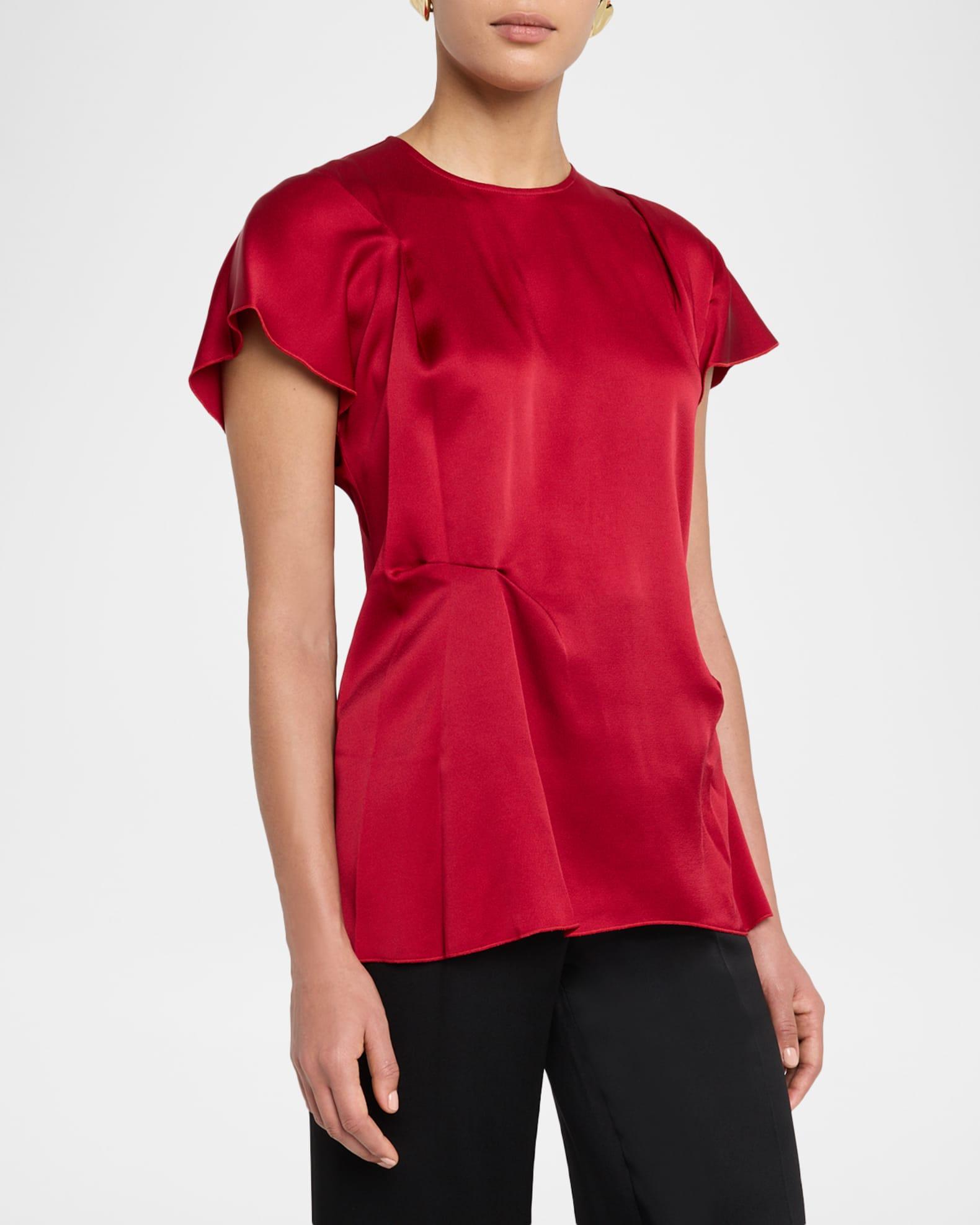 Short-Sleeve Draped Pleat Top Product Image
