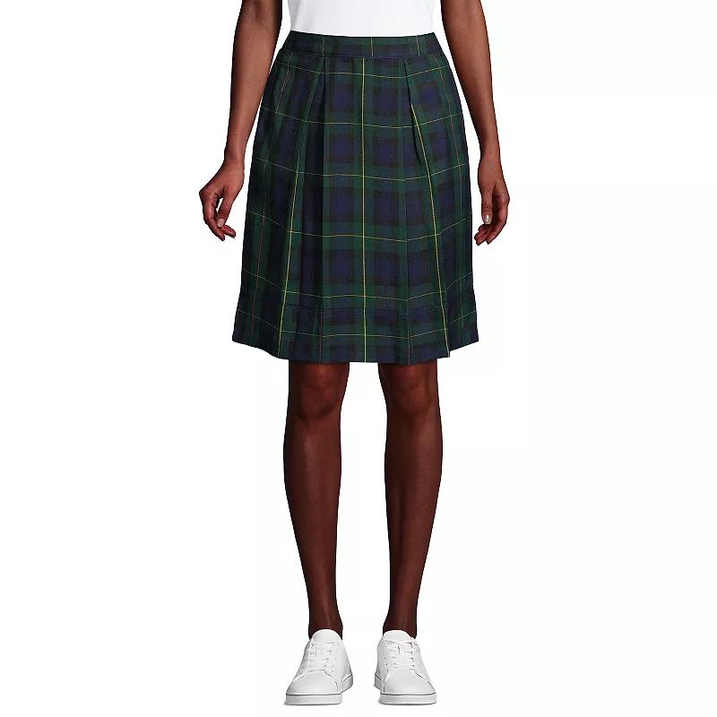 Women's Lands' End Plaid Top of Knee Length Pleated Skort, Size: 4, Clear Blue Plaid Product Image