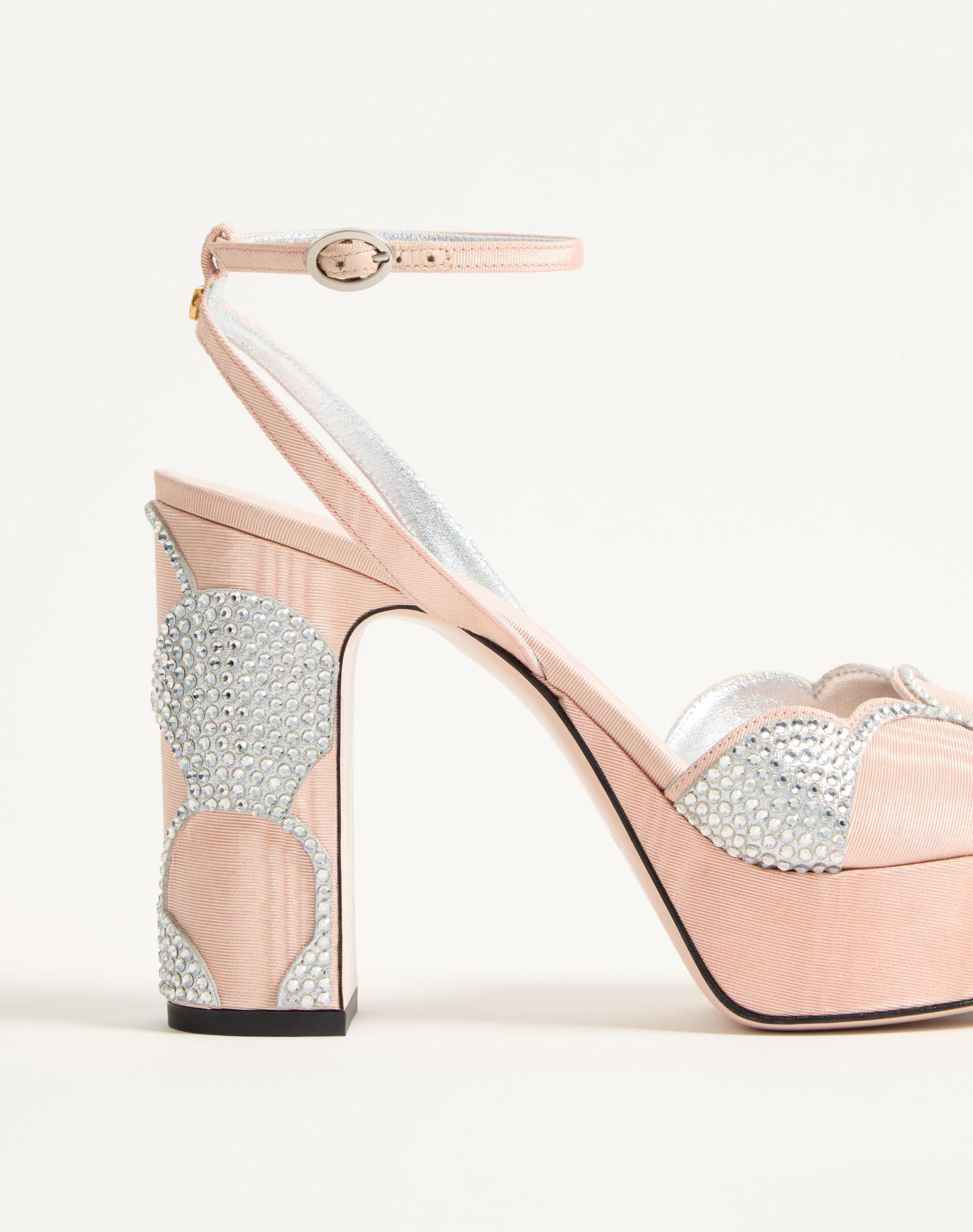 Bowow Platform Sandal In Moiré Fabric With Crystals 115Mm Product Image