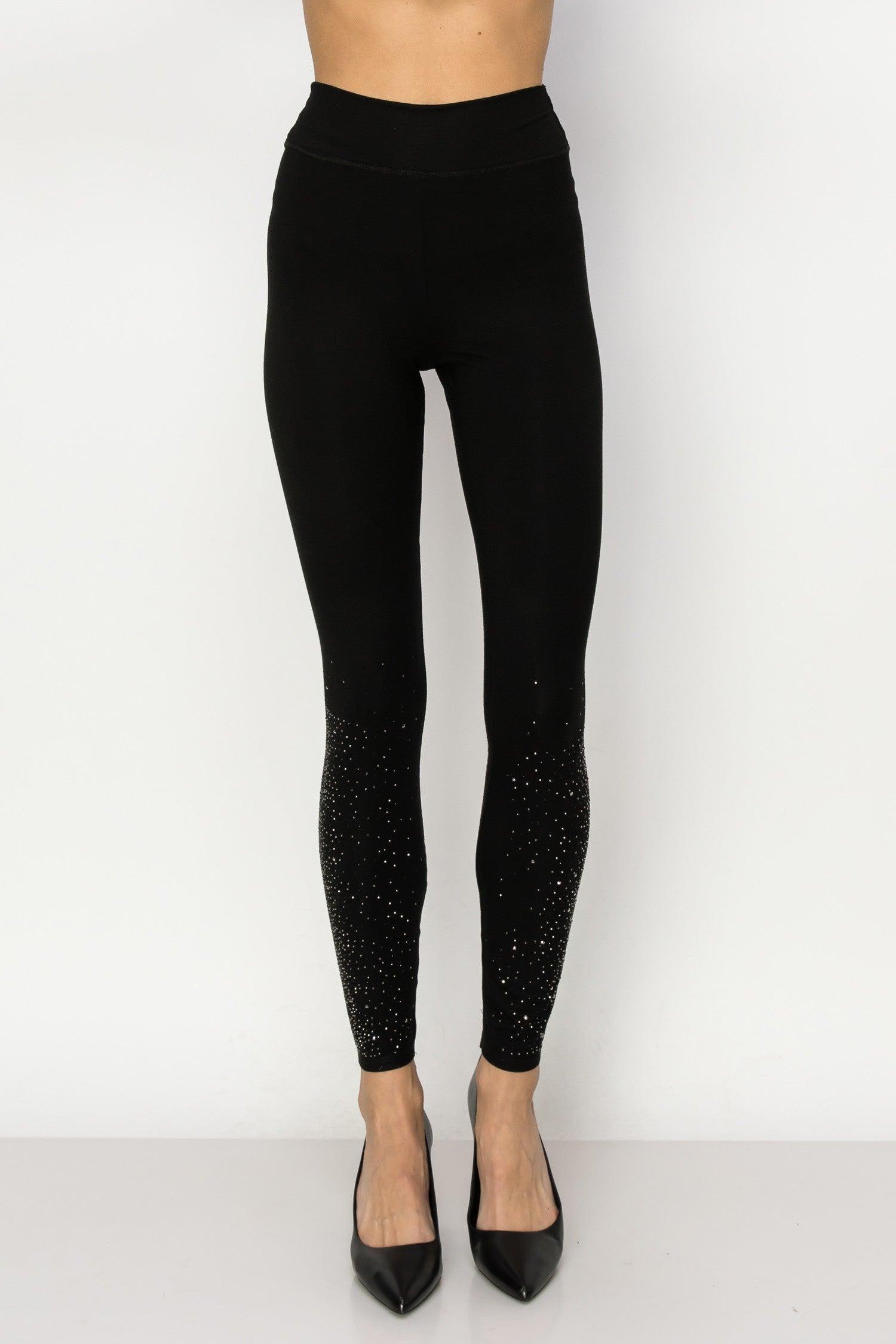 High Rise Leggings With Rhinestones Product Image