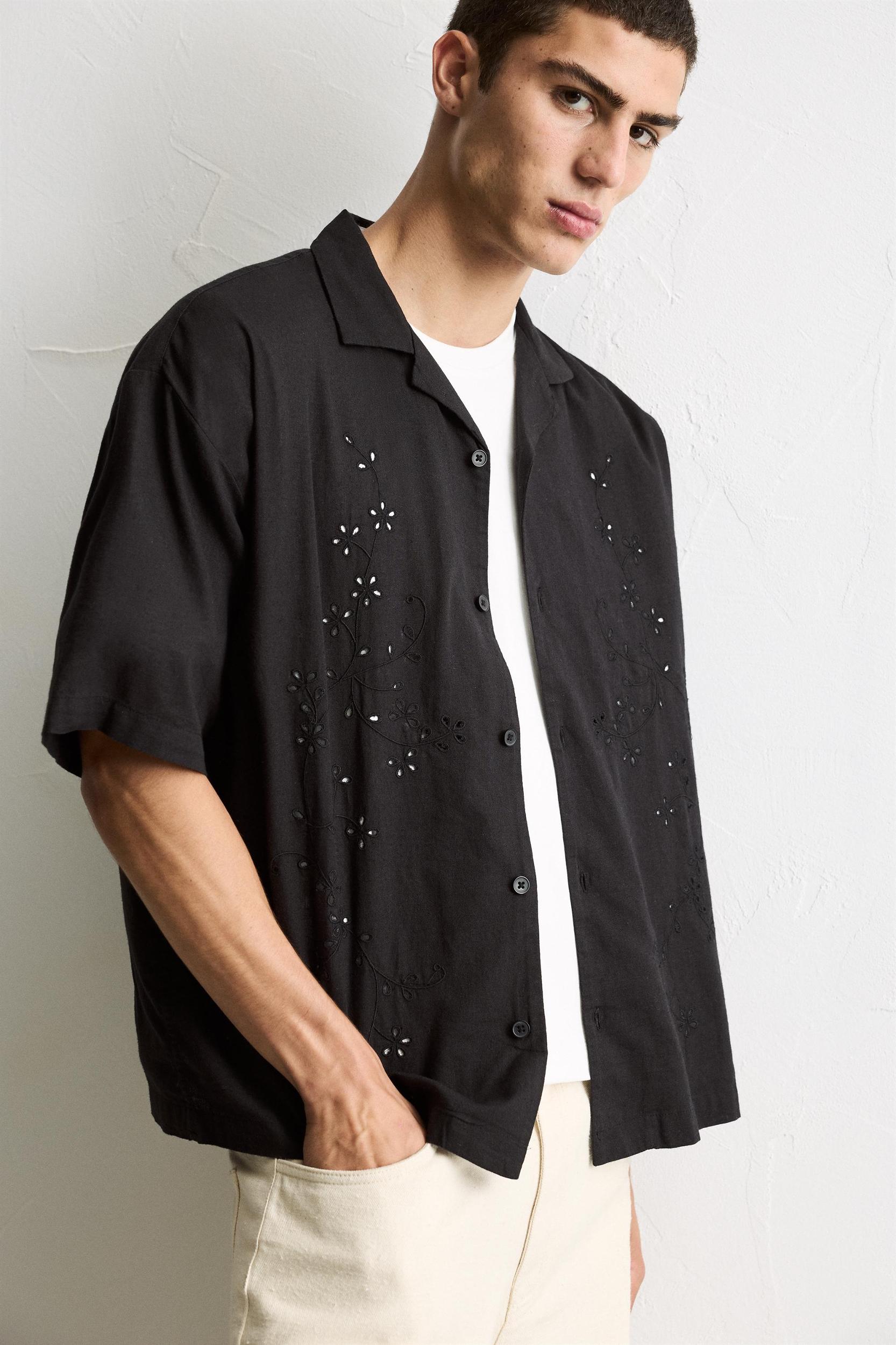 Shirt with floral embroidery Product Image