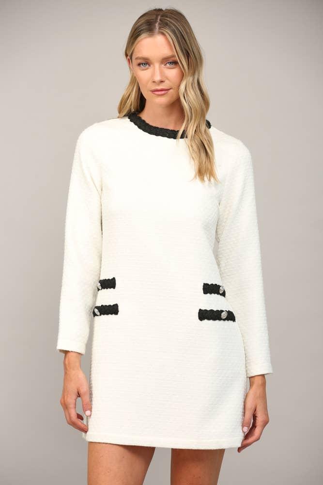 Braided Trim Tweed Dress Product Image