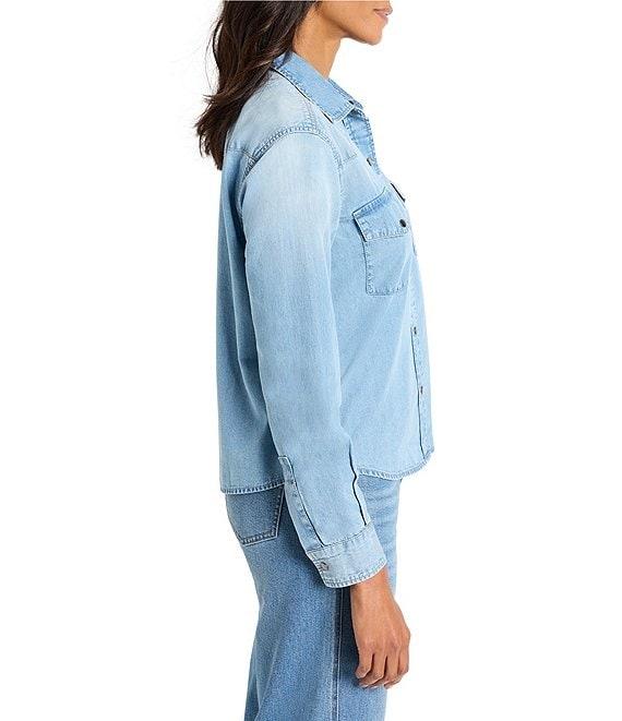 NIC + ZOE The Western Denim Collar Long Sleeve Button Front Shirt Product Image